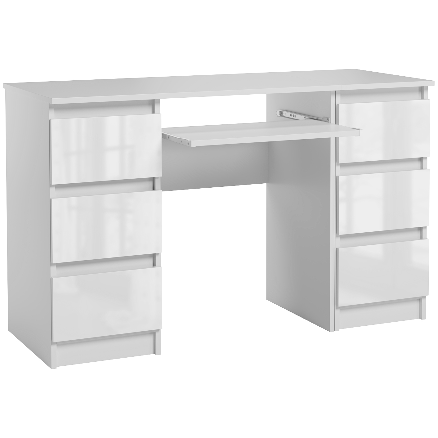 Biurko Komputerowe Młodzieżowe Dla Dziecka Szuflady Białe Połysk