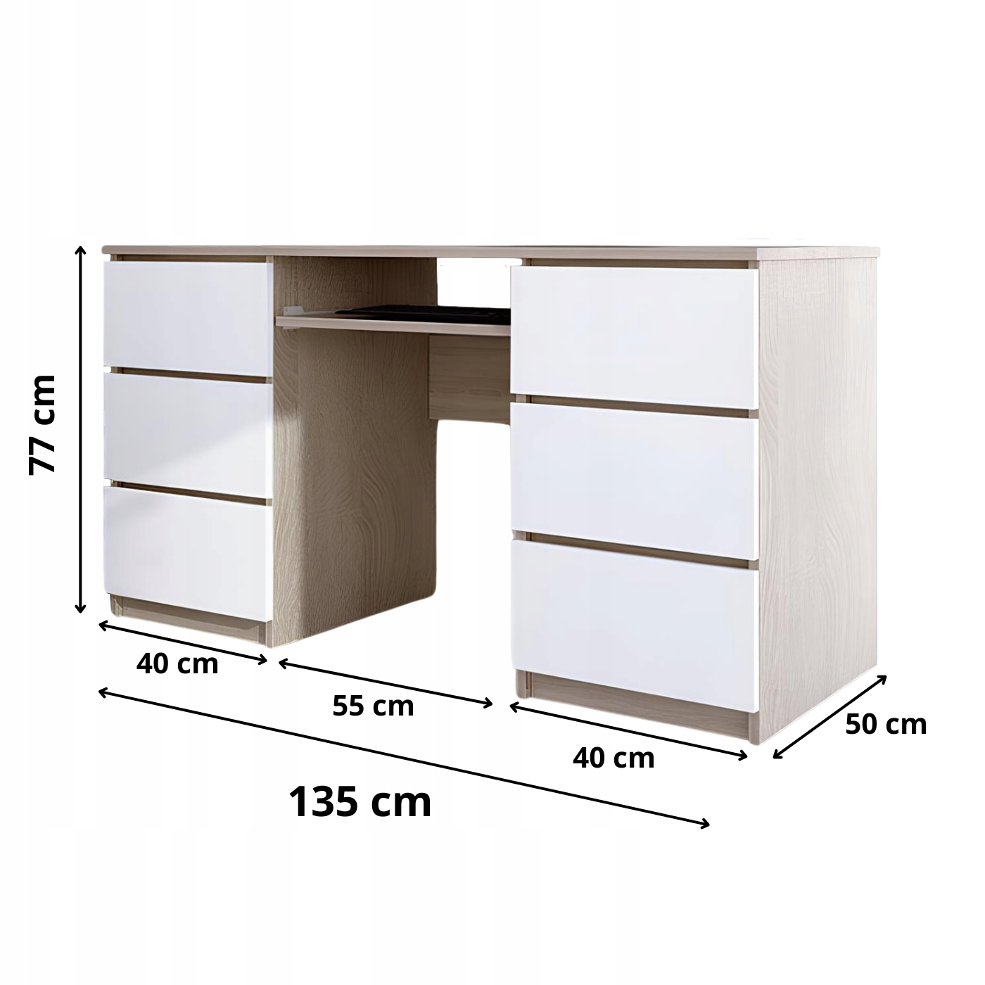 Biurko Zoe 135 cm – widok narożny