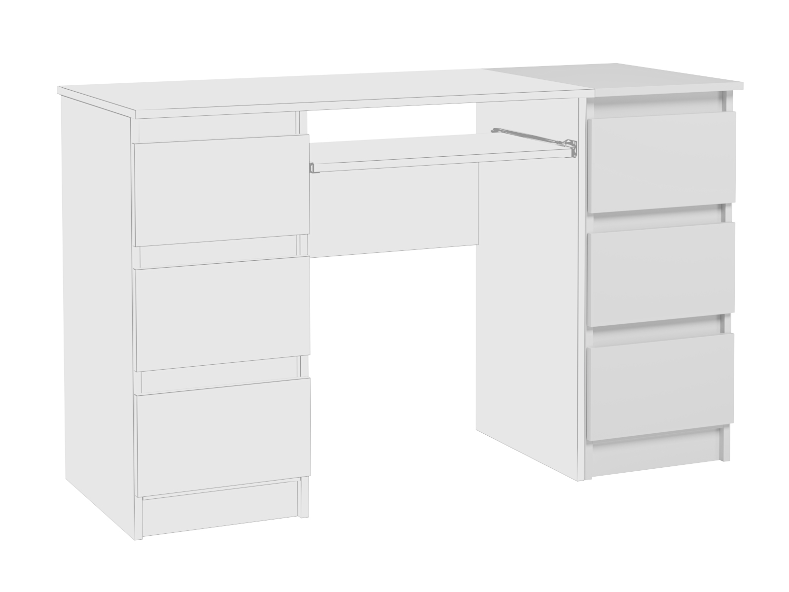 Wąska Szafka Do Biura Salonu 3 Szuflady Dostawka Jaris Biały Mat