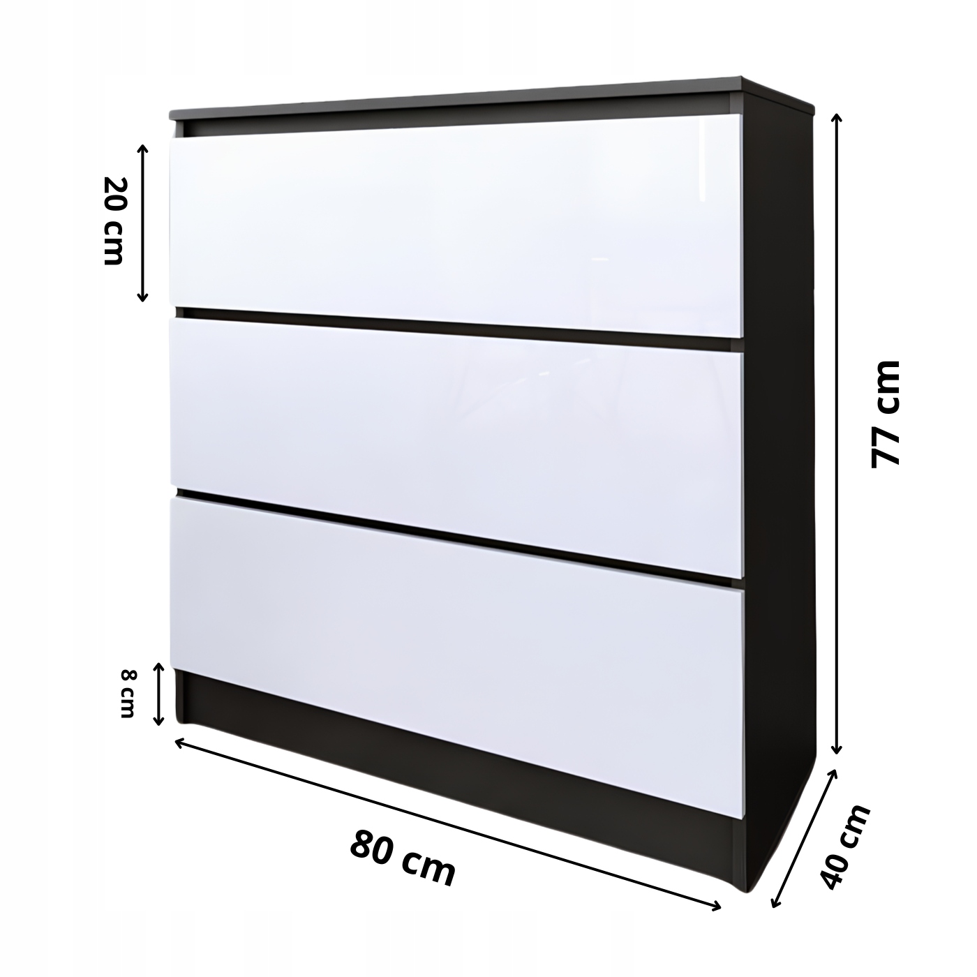 Komoda Zoe czarna biały połysk zdjęcie 2