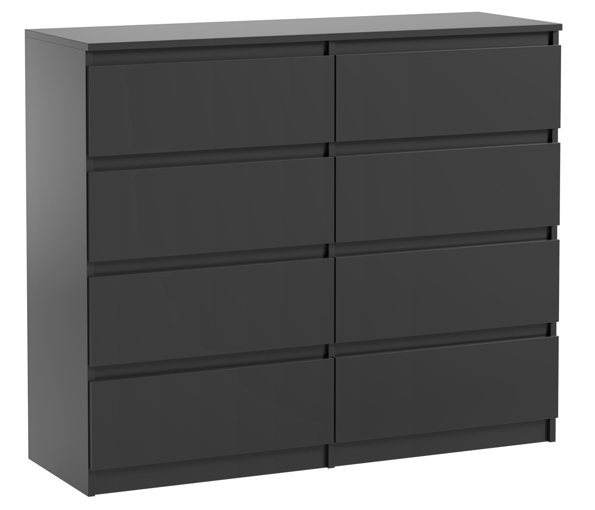 Komoda 8 Szuflad Do Salonu Sypialni Duża Pojemna Pari 8 Czarny Mat