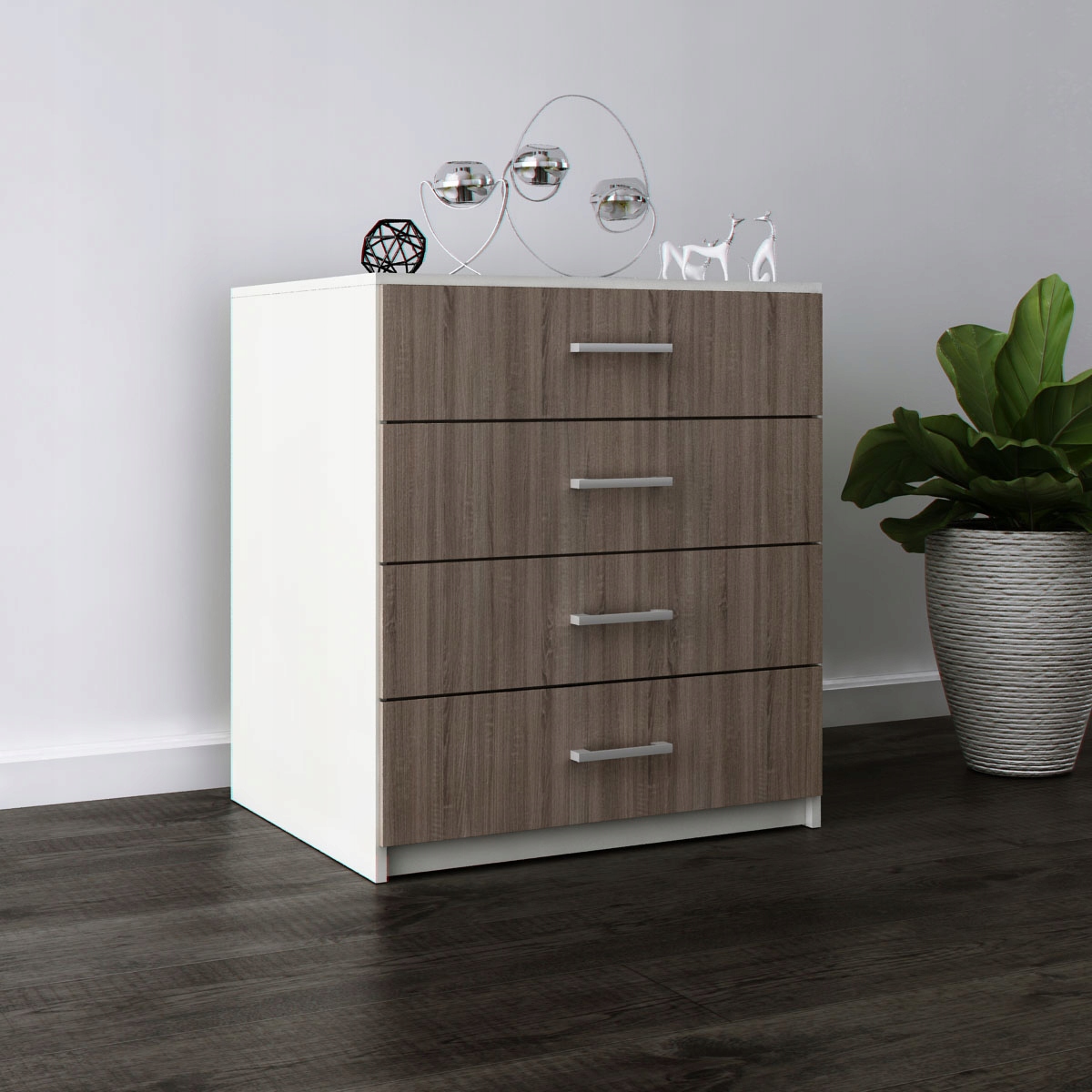 Komoda Do Salonu Na Ubrania 4 Szuflady Lana Dąb Sonoma Tabac