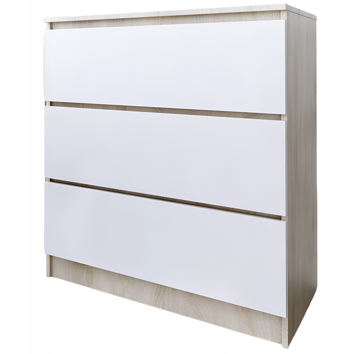 Komoda Zoe 3 szuflady dąb sonoma biały mat zdjęcie 1