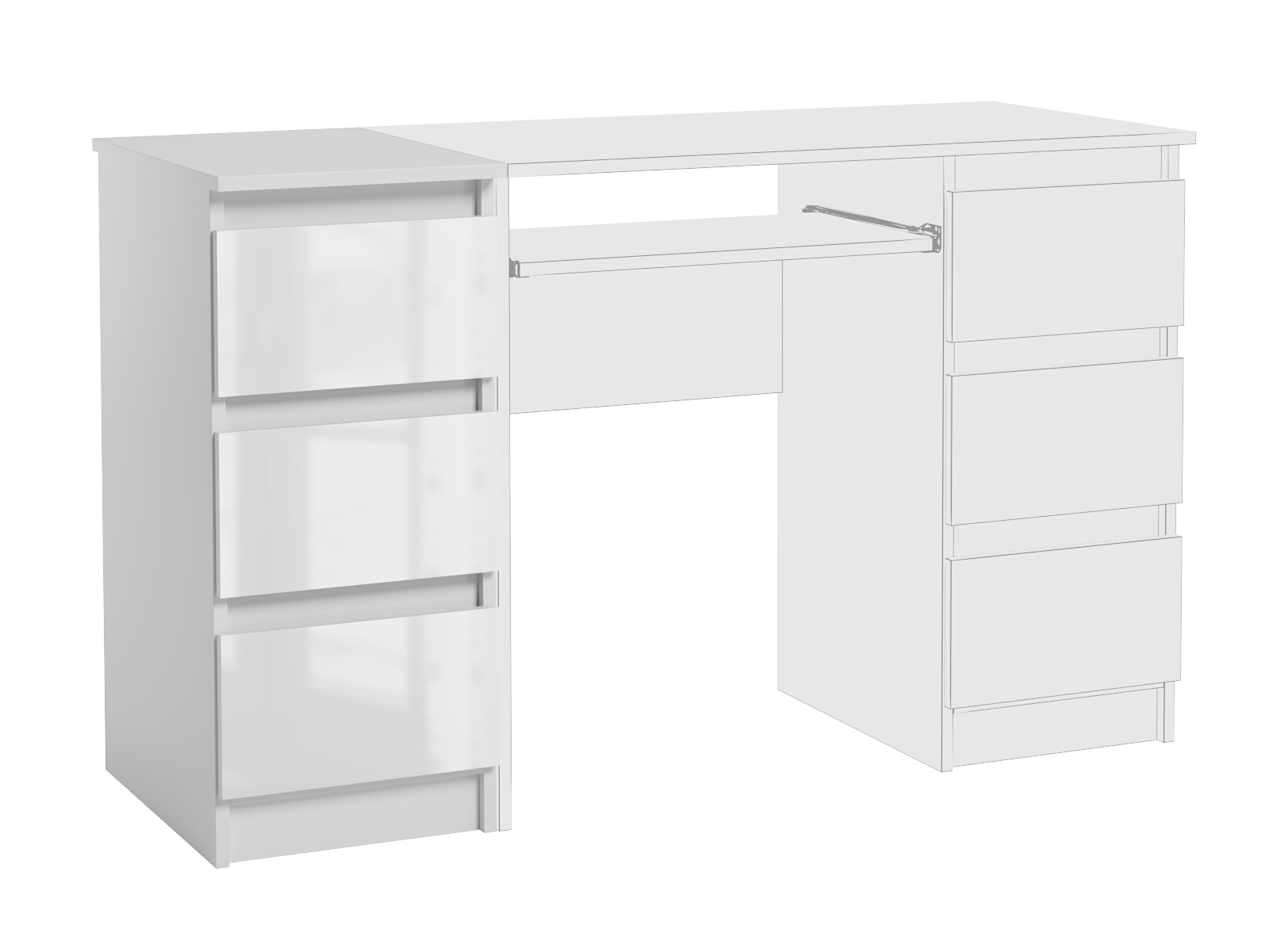 Wąska Szafka Do Biura Salonu 3 Szuflady Dostawka Jaris Biały Połysk