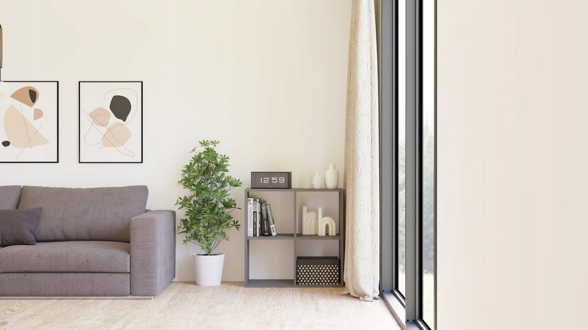 Regał Otwarty Kwadrat Dwustronny Do Salonu Biura Platon 70 x 70 CM Antracyt