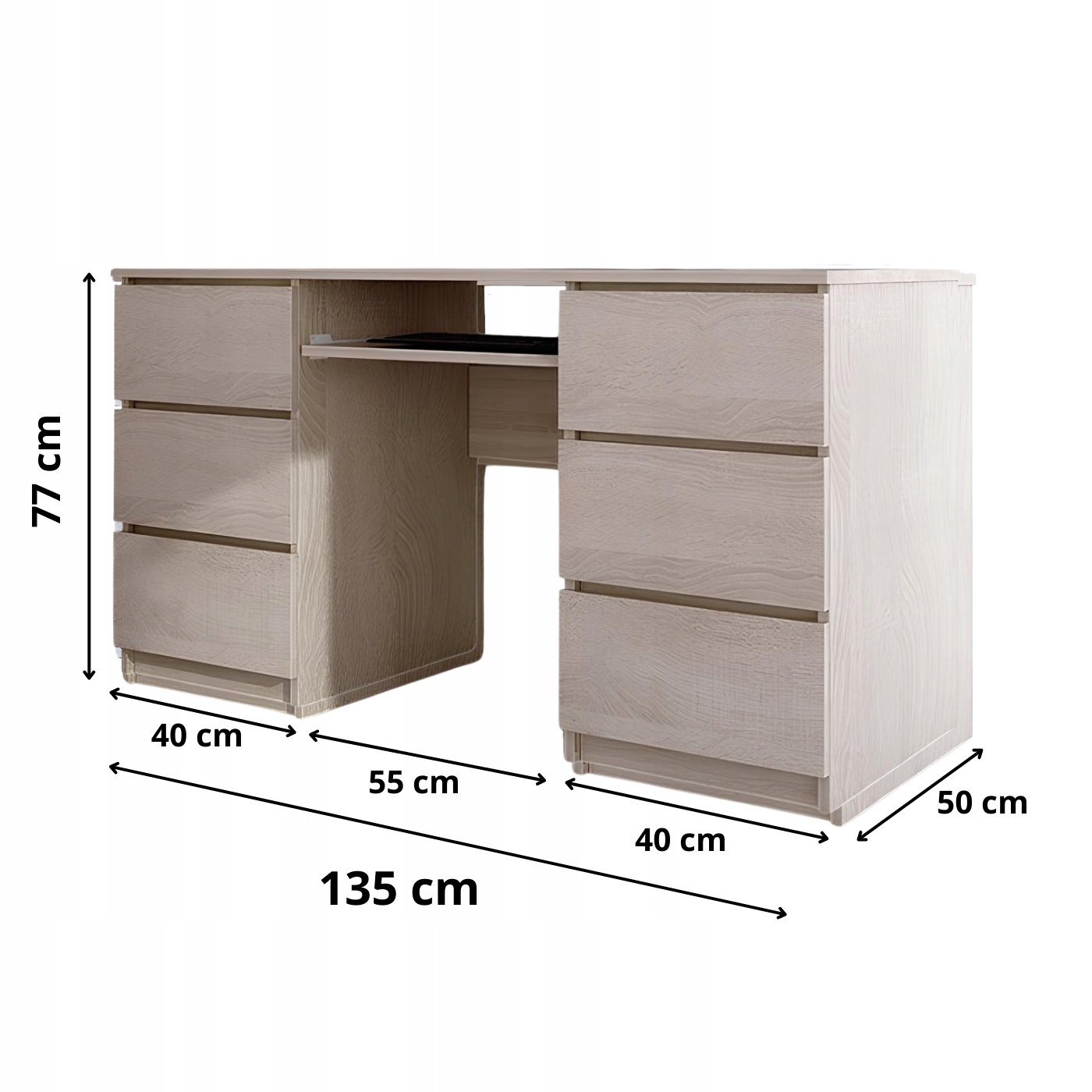 Biurko Zoe narożne 135 cm Sonoma widok 2