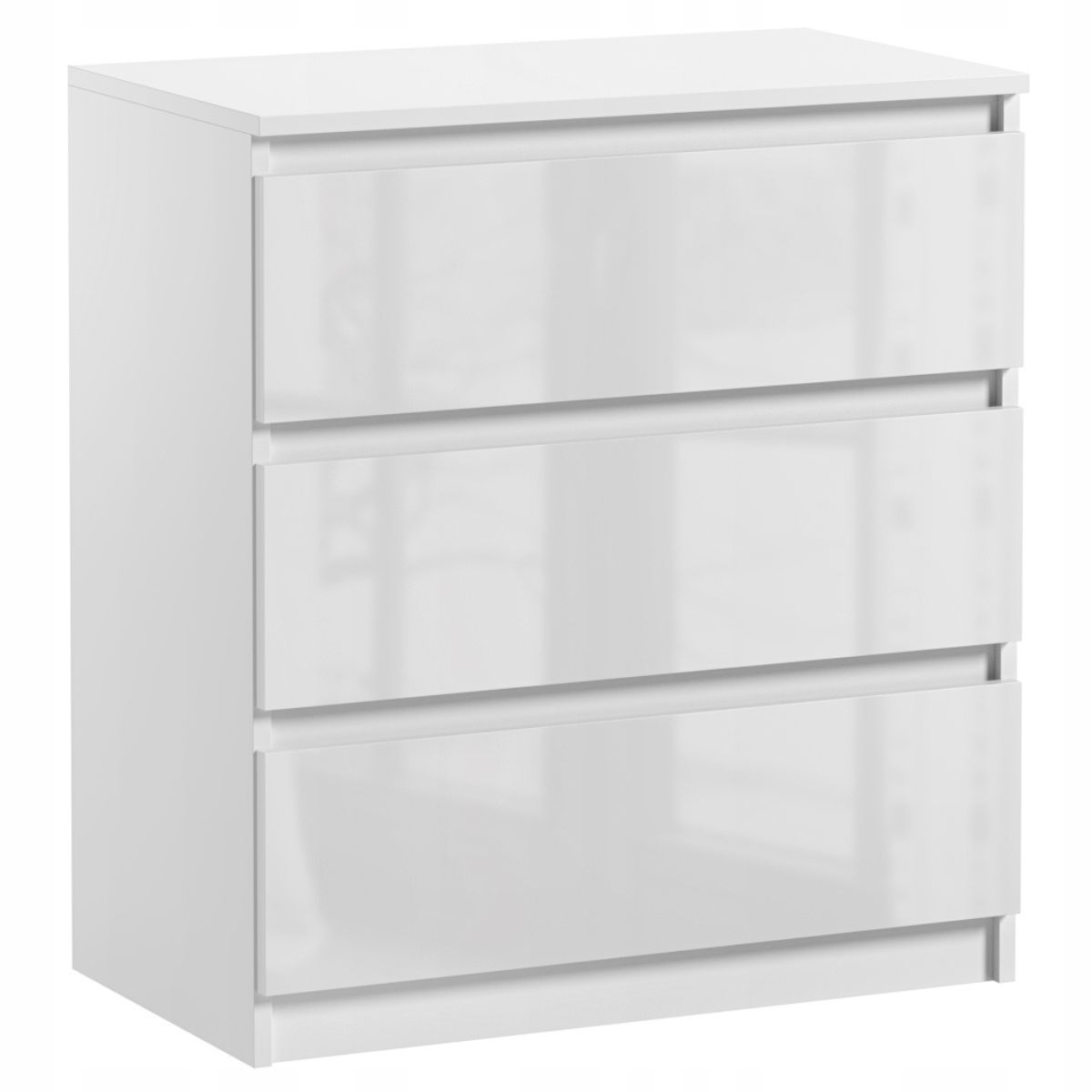 Komoda Do Sypialni Salonu Pari 3 Szuflady 70 x 40 x 77 CM Biały Połysk