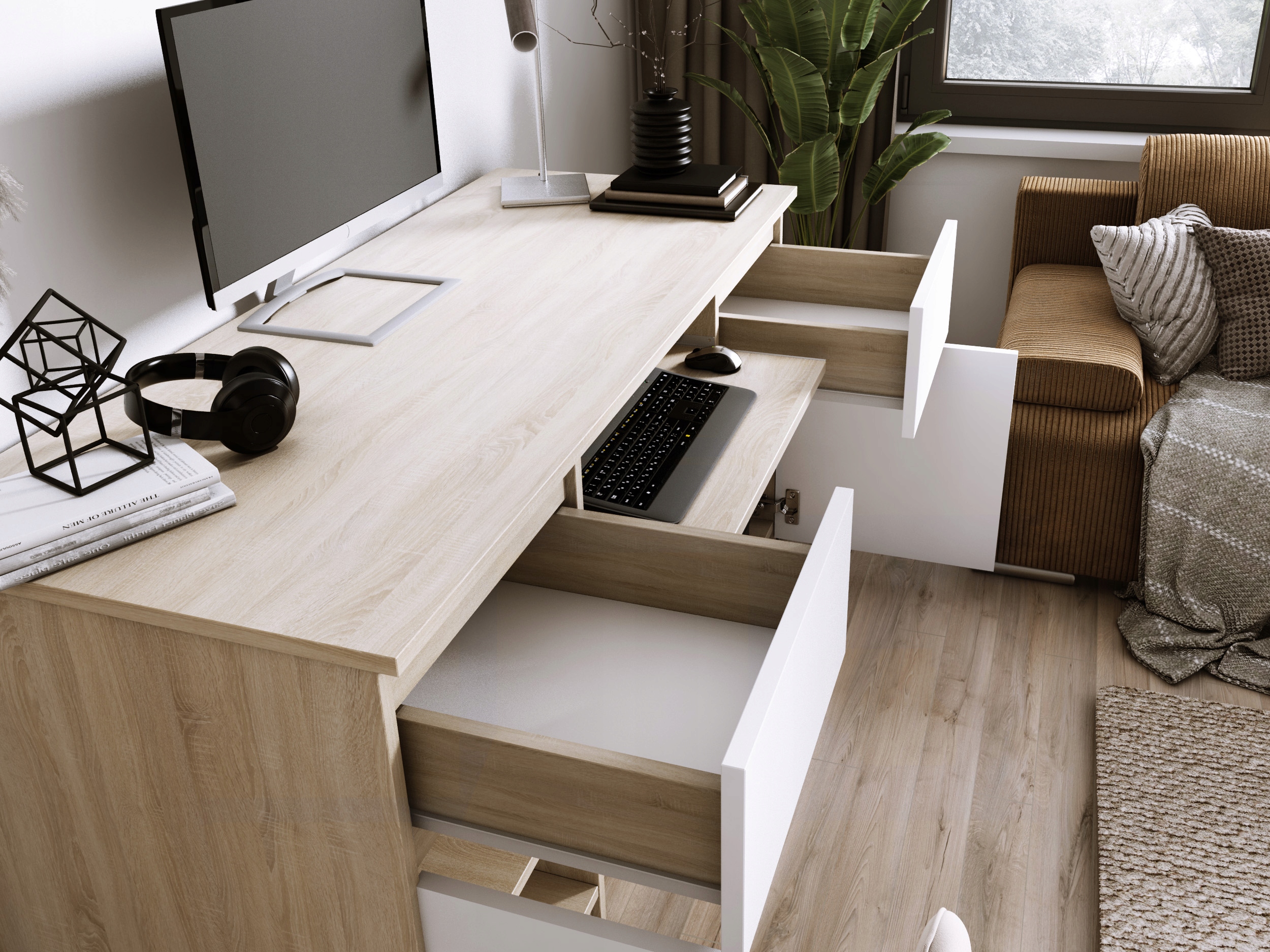 Biurko Zoe Sonoma/Biały widok 6