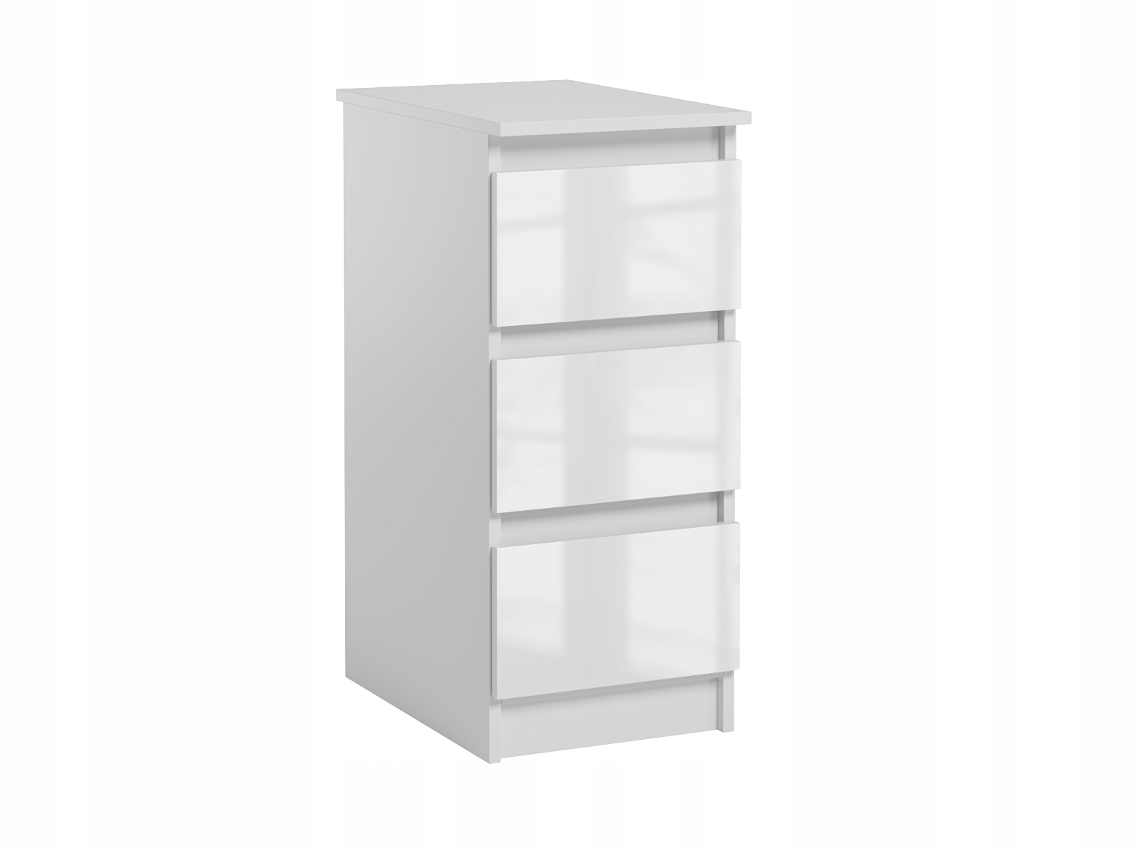 Wąska Szafka Do Biura Salonu 3 Szuflady Dostawka Jaris Biały Połysk