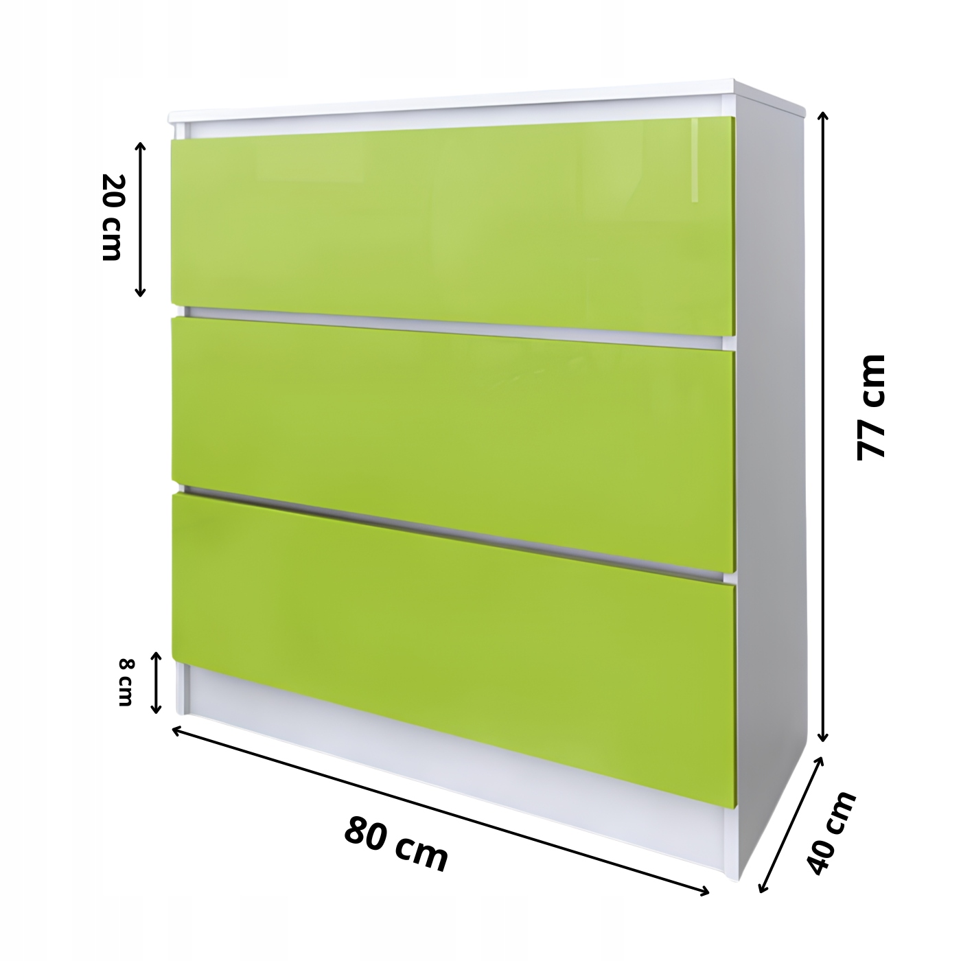 Komoda Zoe biała zielony połysk zdjęcie 2