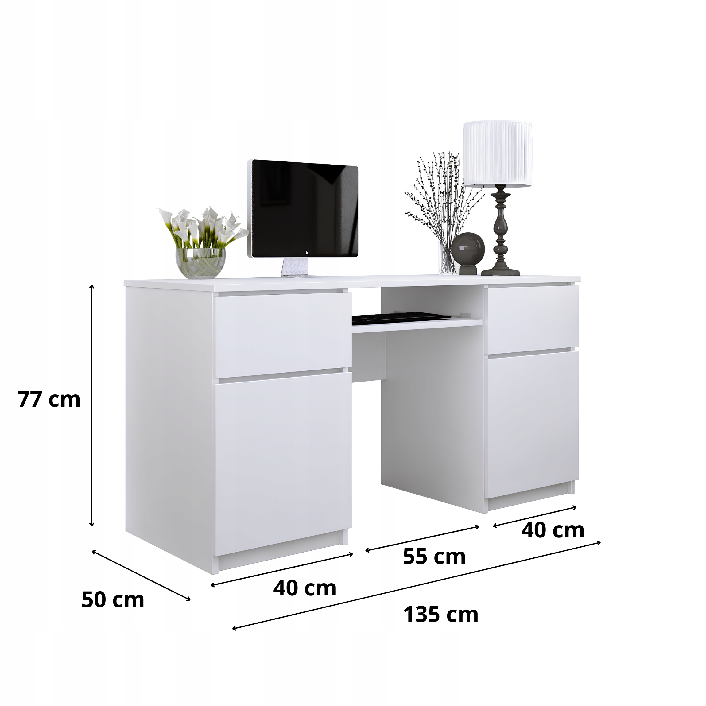 Biurko Zoe narożne białe - widok 2