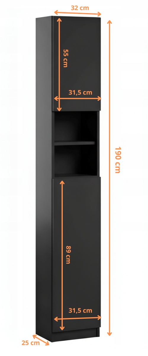 Wymiary słupka łazienkowego Melody czarny mat