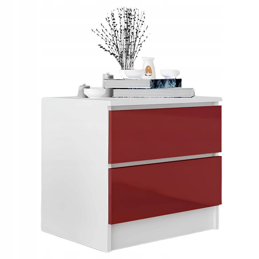 Szafka nocna Zoe - biały z czerwonym połyskiem
