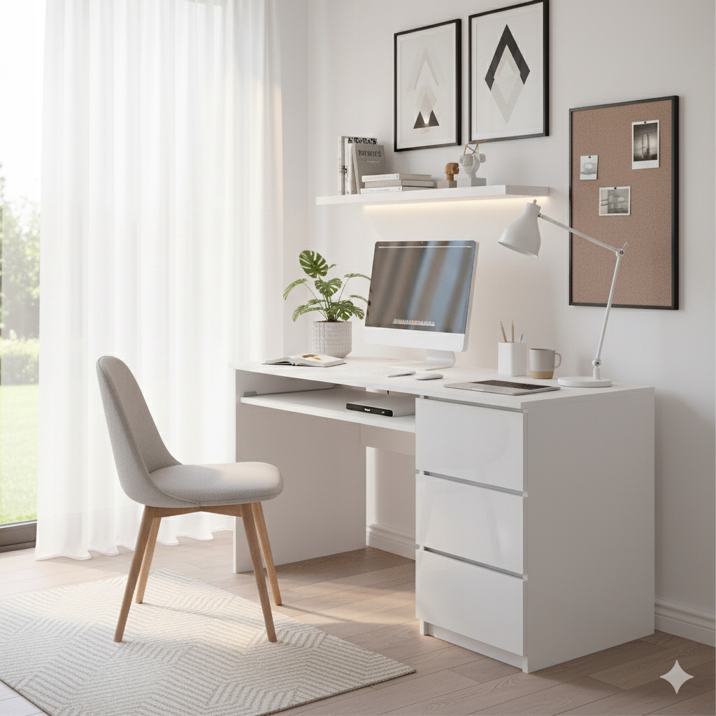 Biurko Zoe biały połysk - front