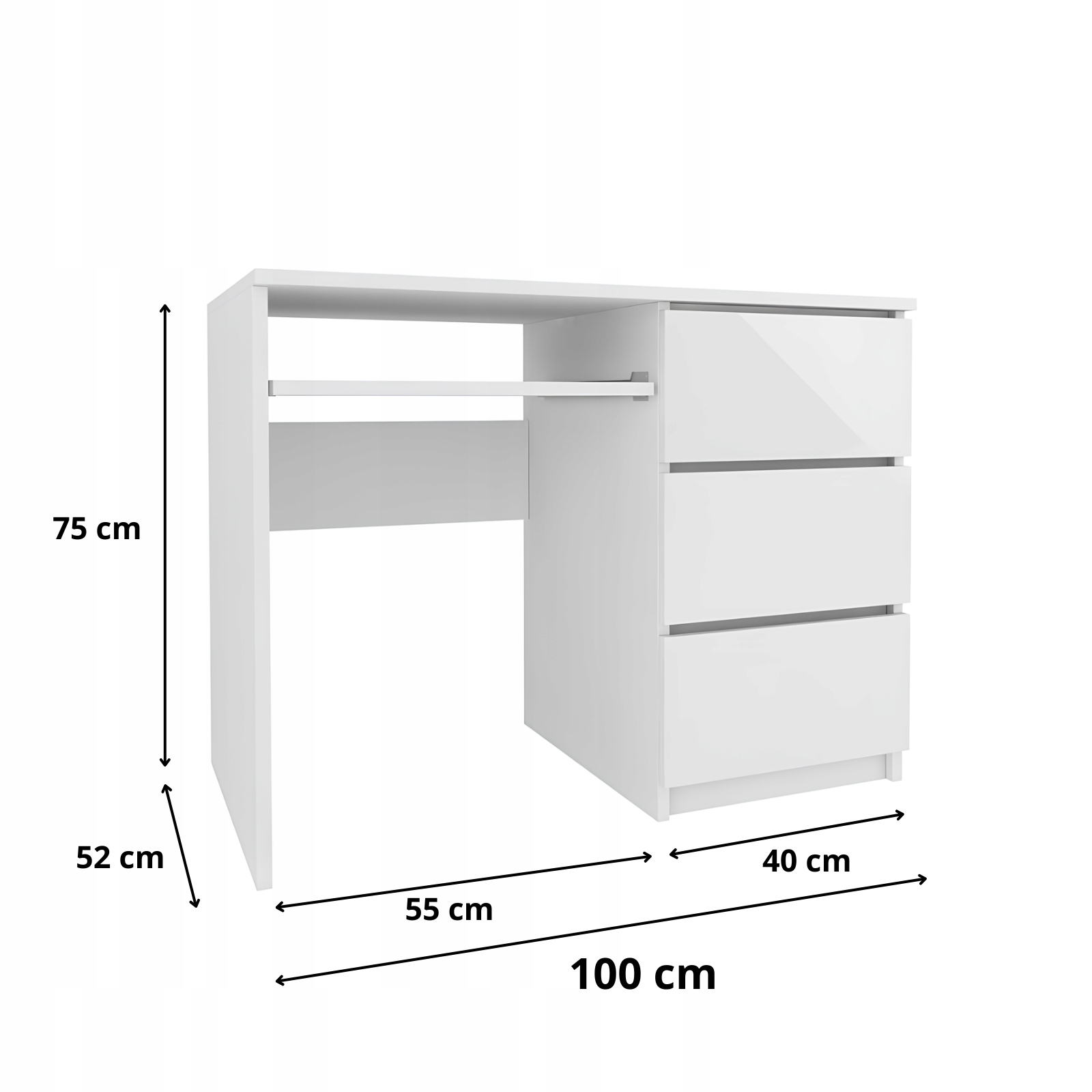 Biurko Zoe biały połysk - bok