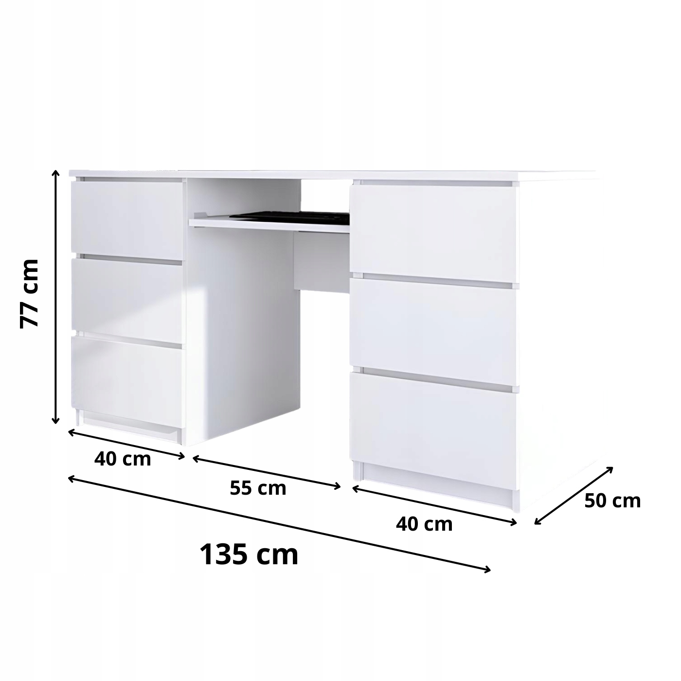 Biurko Zoe narożne 135cm Biały Mat widok 2