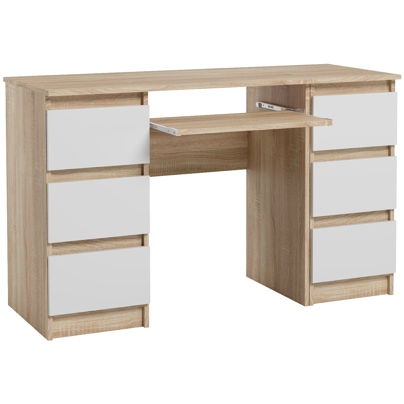 Biurko Komputerowe Młodzieżowe Dla Dziecka Dąb Sonoma Biały Mat