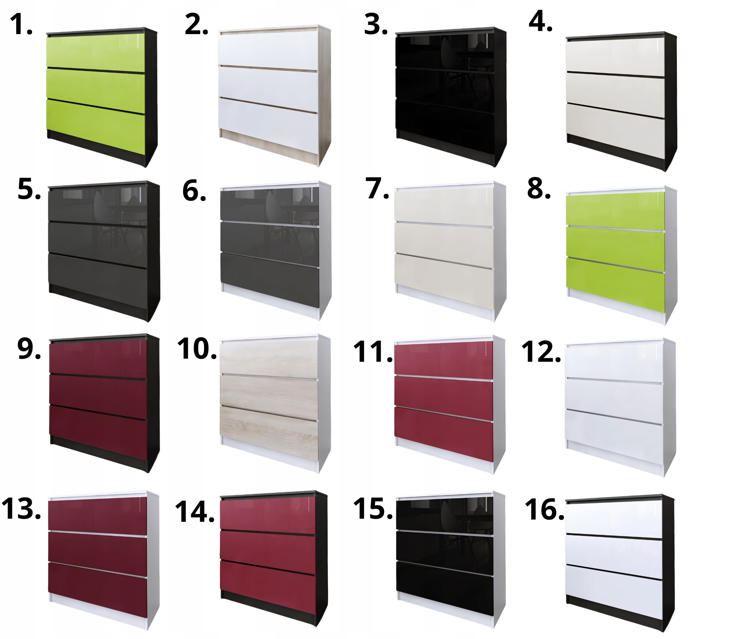 Komoda Do Salonu Sypialni 3 Szuflady 80 Zoe Biała Czerwony Połysk