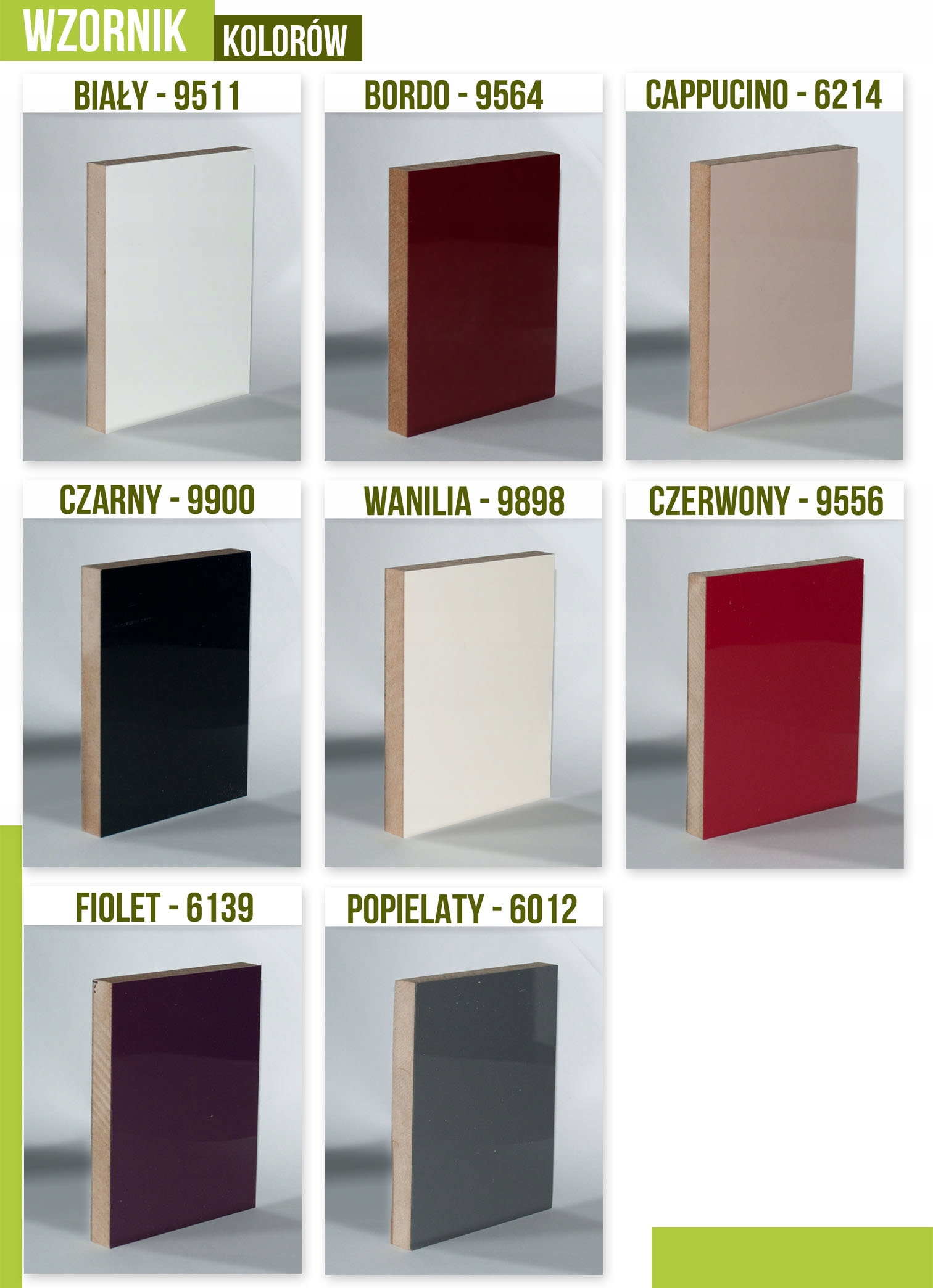 Fronty w wysokim połysku dostępne w 8 odcieniach