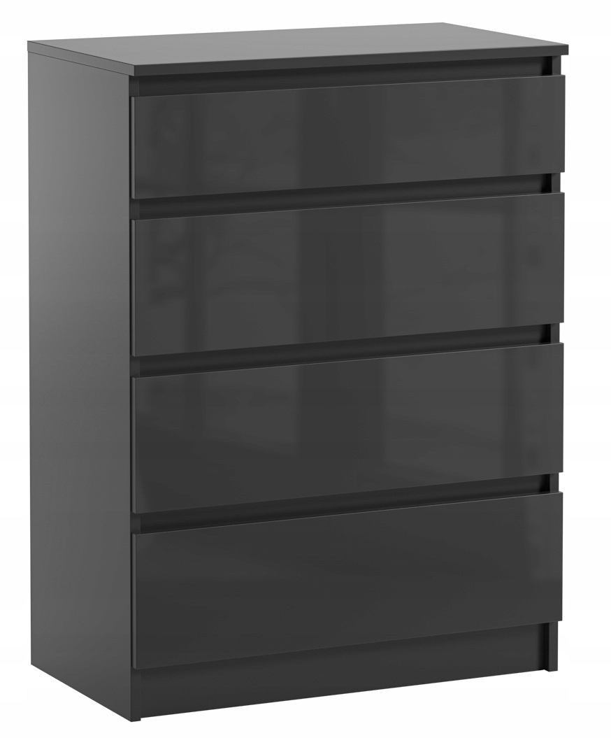 Komoda Szafka Do Sypialni 70 x 40 x 97 CM Pari 4 Czarny Połysk