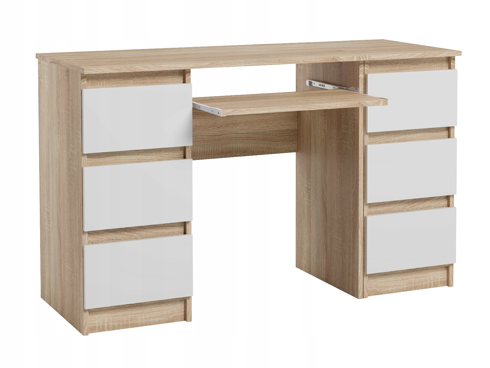 Biurko Komputerowe Młodzieżowe Dla Dziecka Dąb Sonoma Biały Mat