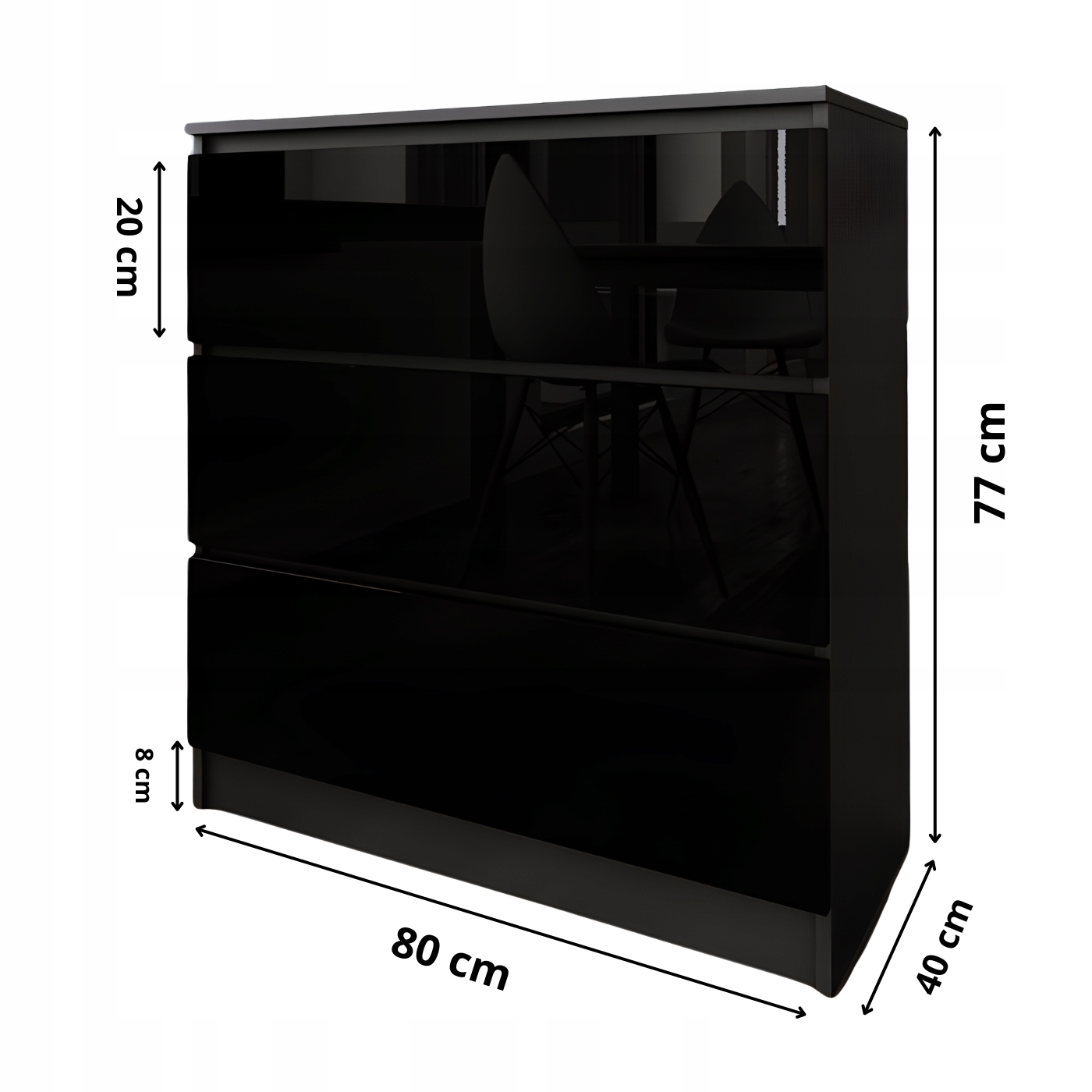 Komoda Zoe czarna czarny połysk zdjęcie 2