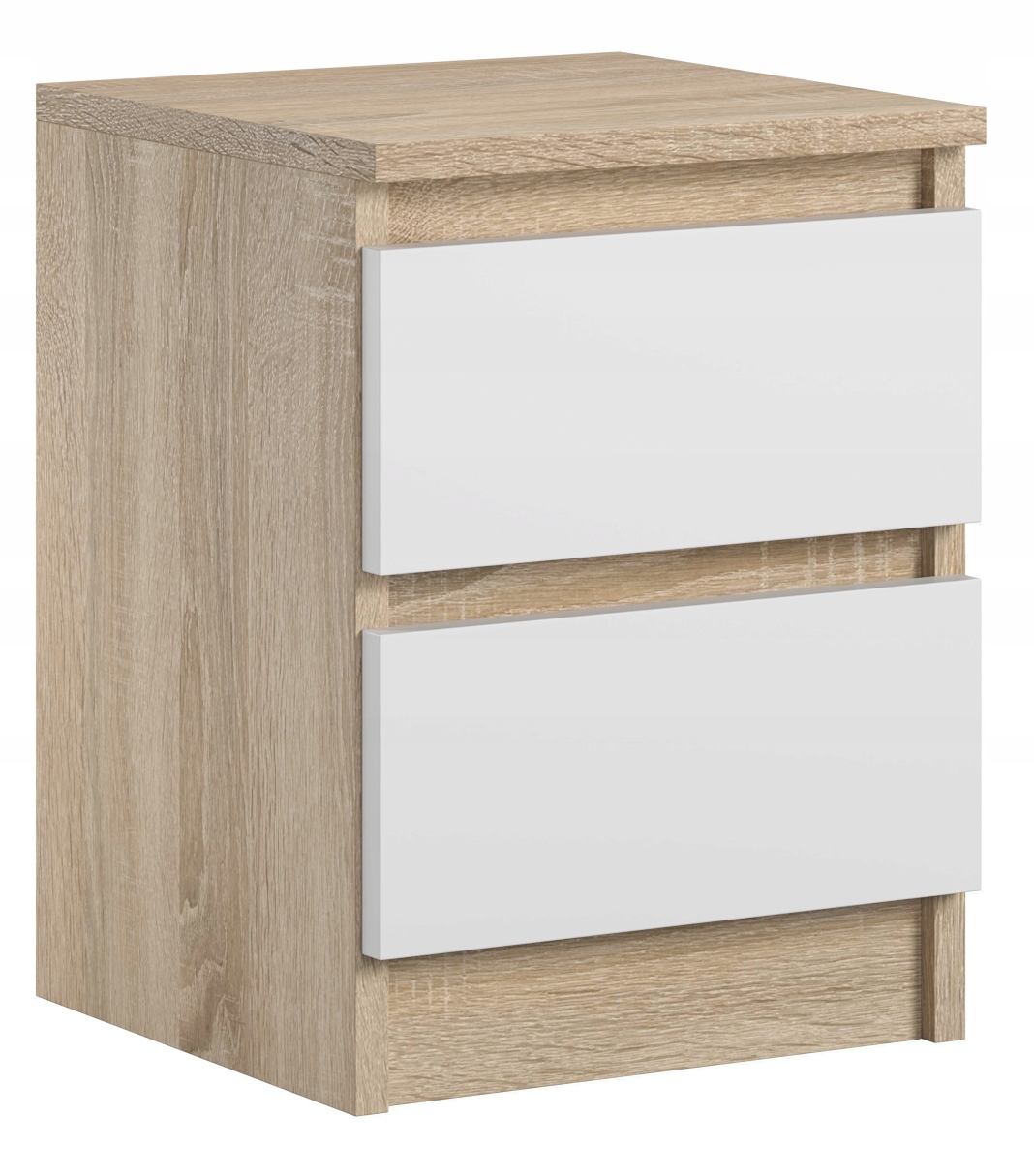 Szafka Nocna Do Sypialni 2 Szuflady Stolik Do Łóżka Pari 2 Sonoma Biały Mat