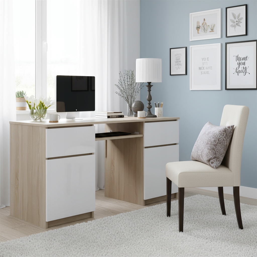 Biurko Zoe Sonoma/Biały widok 7