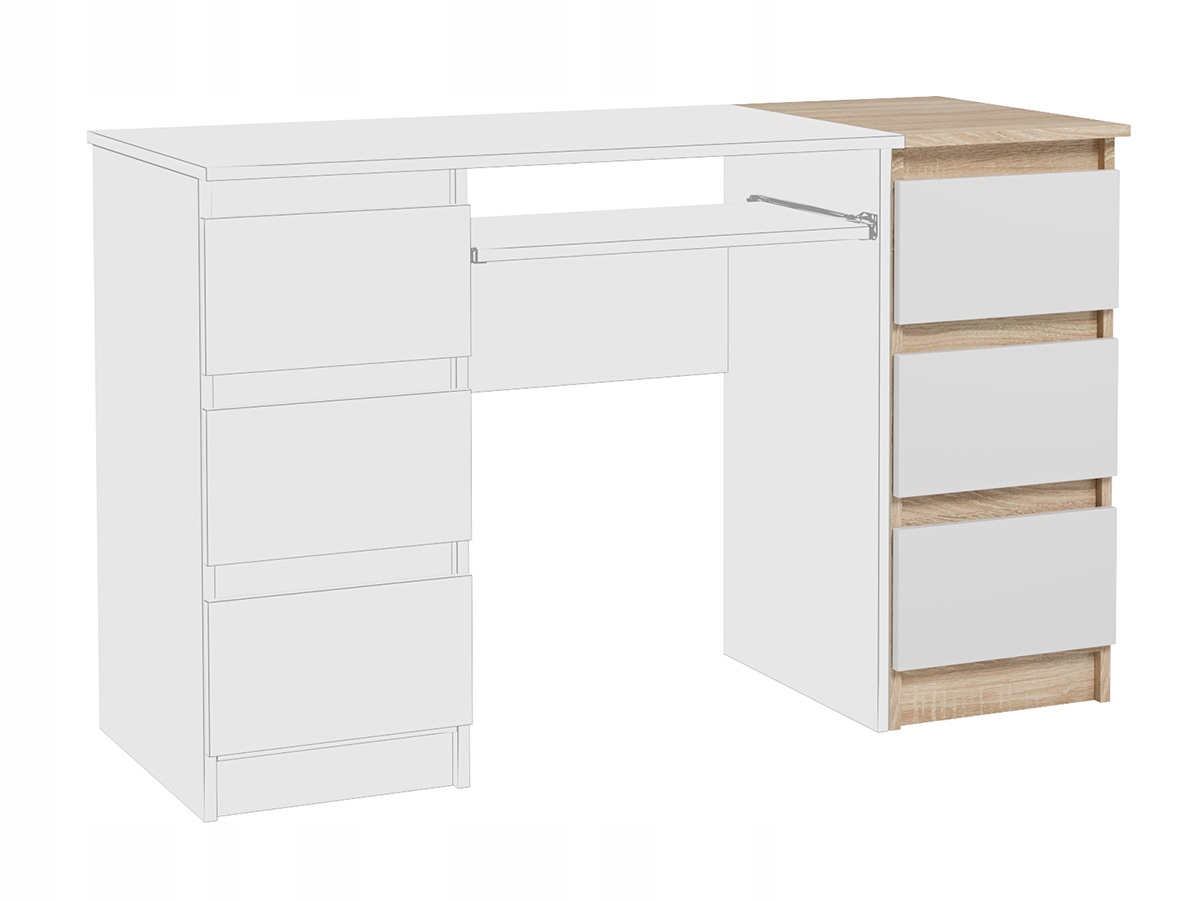 Biurko Komputerowe Młodzieżowe Dla Dziecka Dąb Sonoma Biały Mat