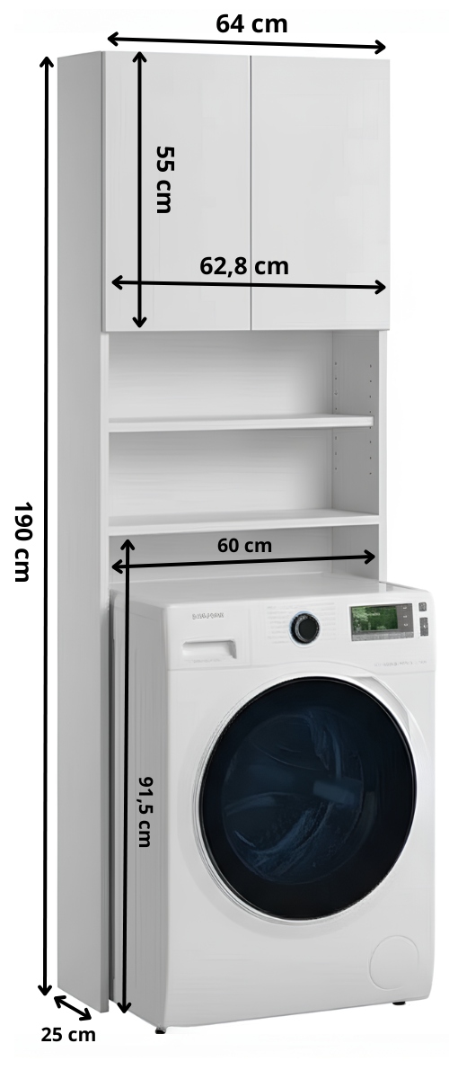 Wymiary regału Ariel biały mat