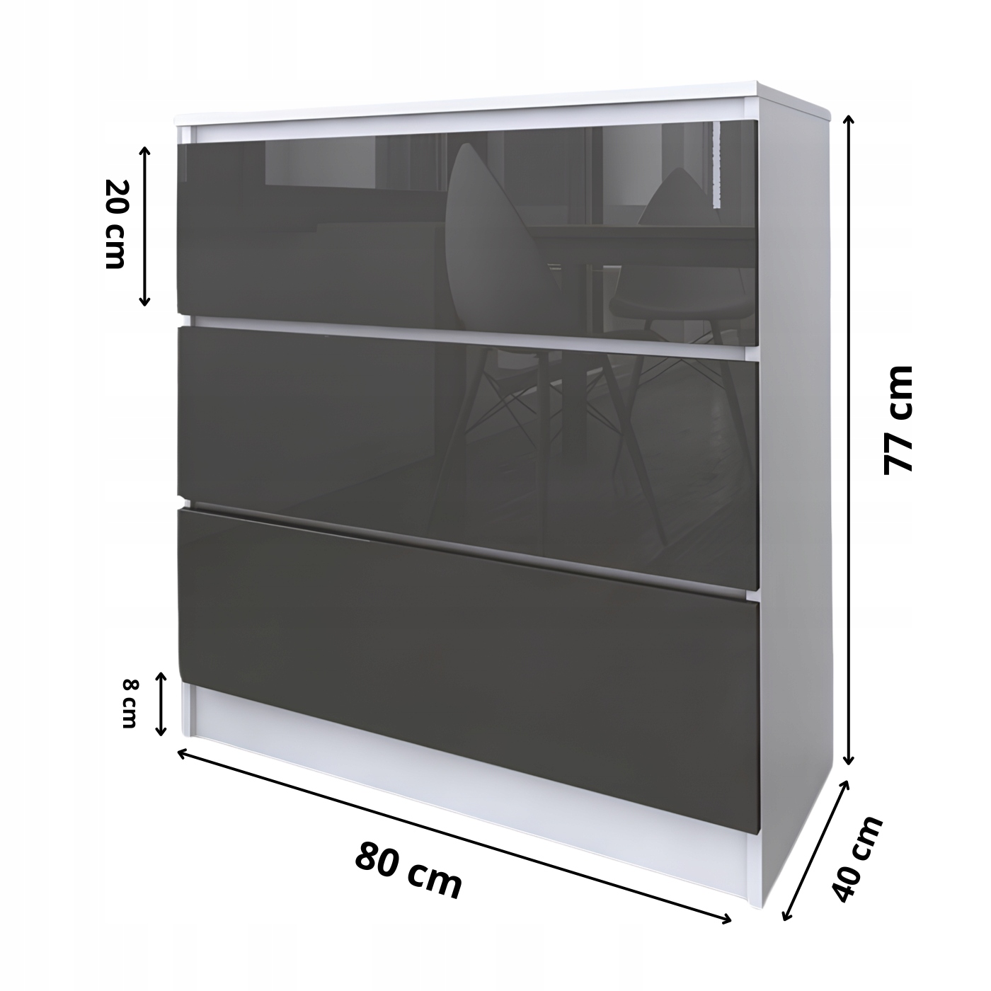 Komoda Zoe biała szary połysk zdjęcie 2
