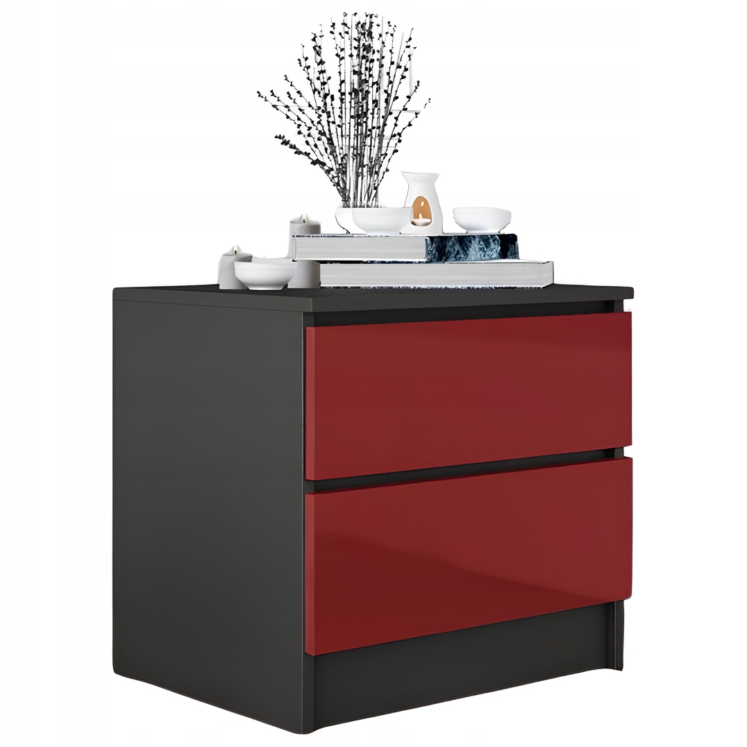 Szafka nocna Zoe czarno-czerwona w połysku