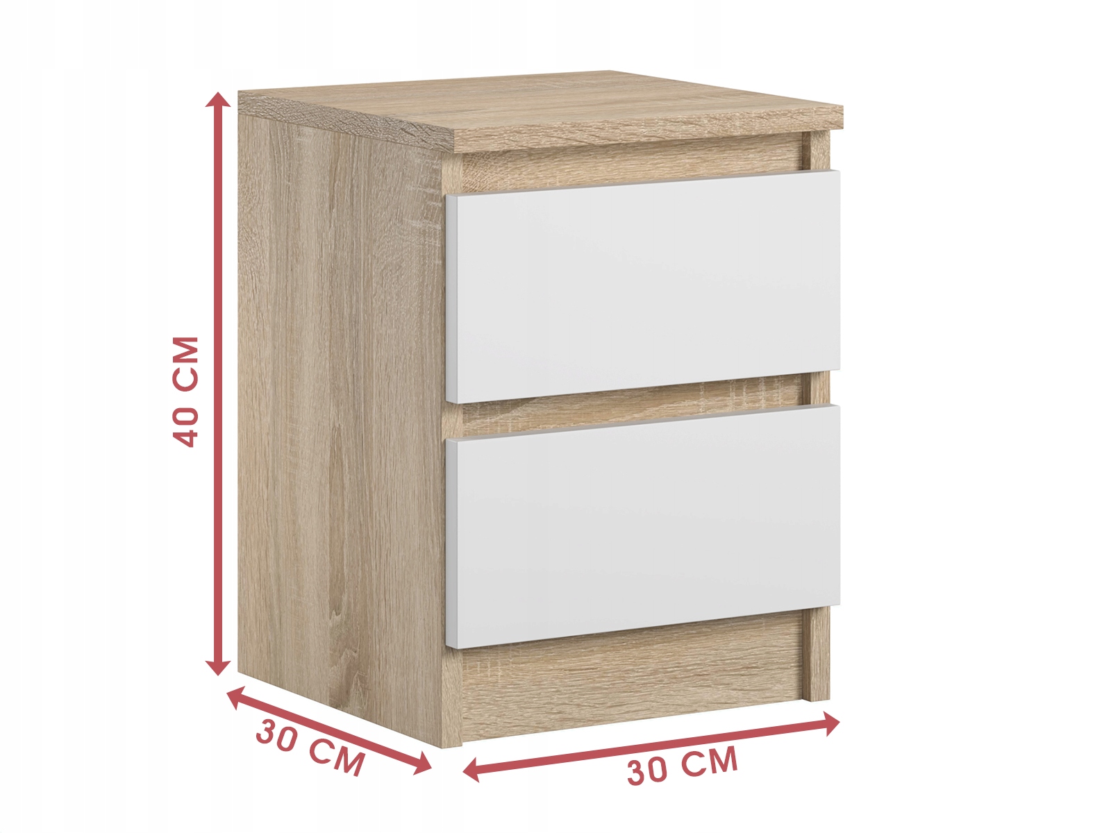 Szafka Nocna Do Sypialni 2 Szuflady Stolik Do Łóżka Pari 2 Sonoma Biały Mat