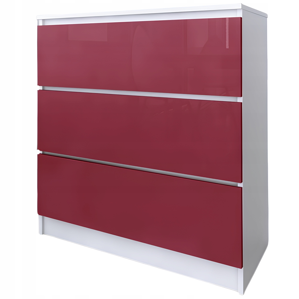 Komoda Do Salonu Sypialni 3 Szuflady 80 Zoe Biała Czerwony Połysk