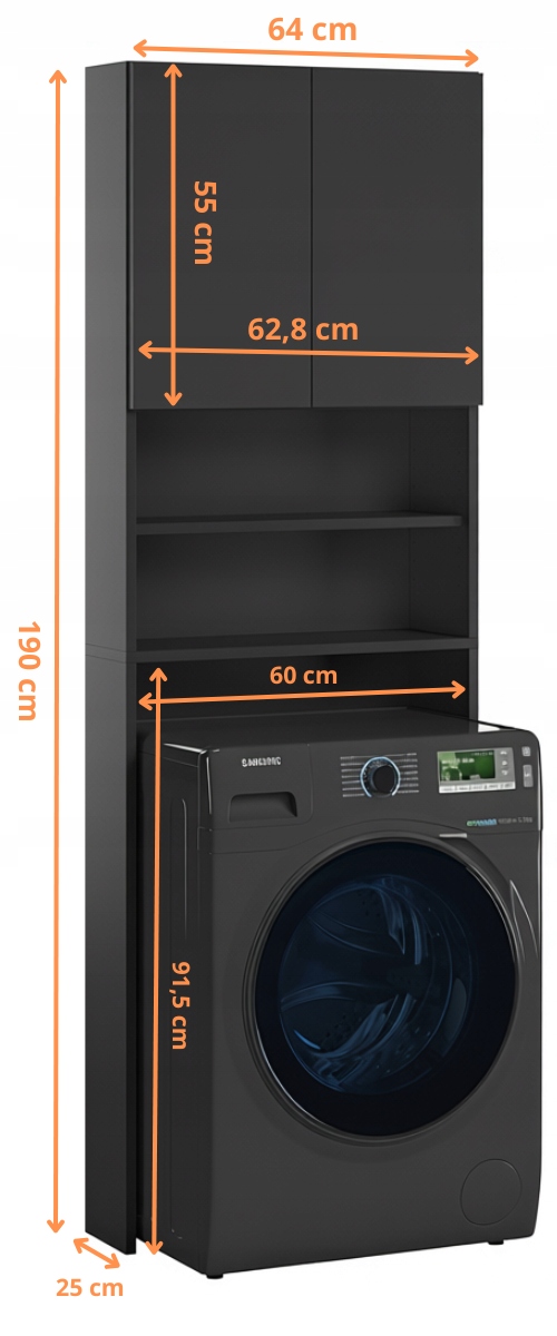 Wymiary regału Ariel czarny mat