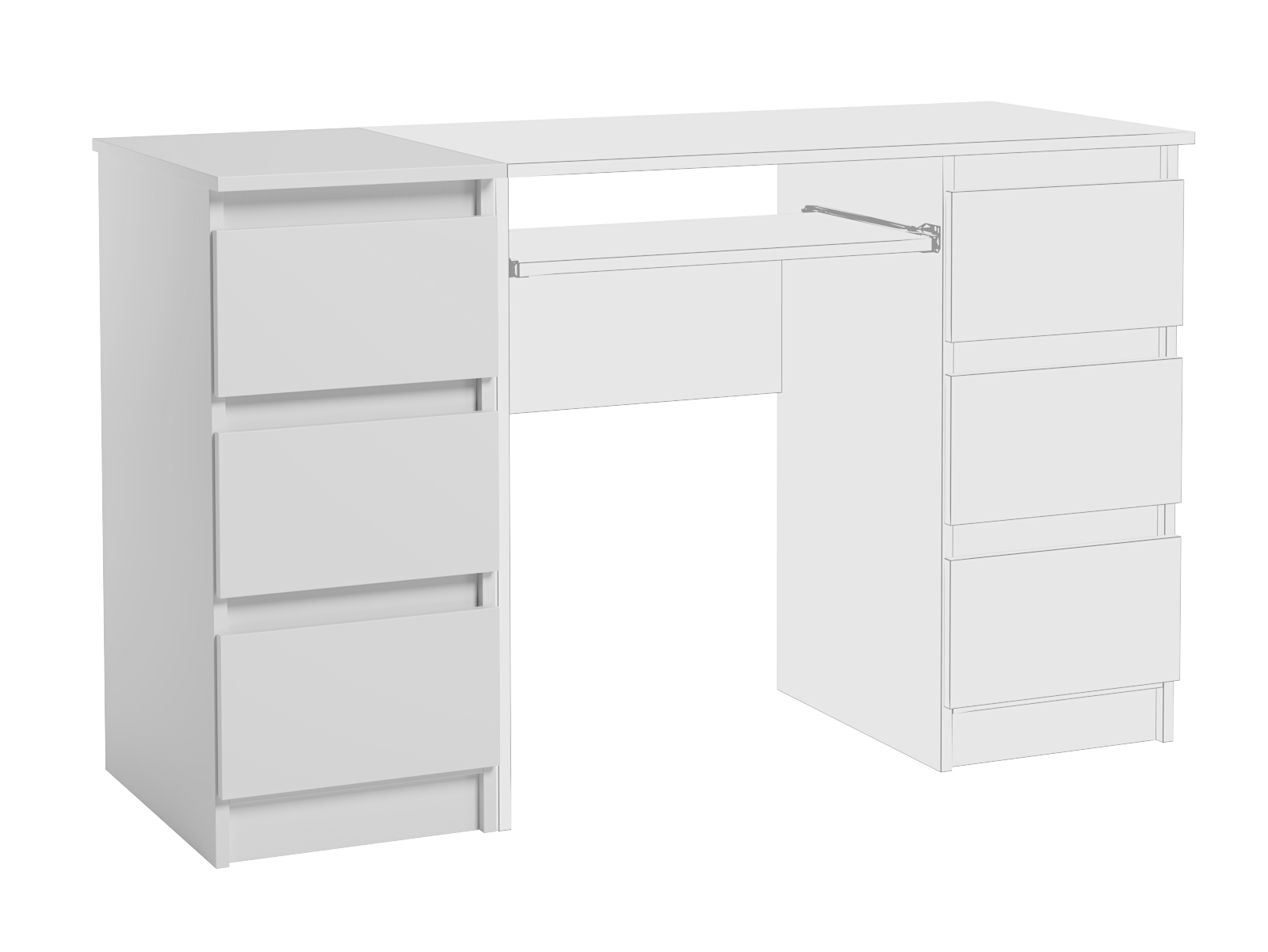 Wąska Szafka Do Biura Salonu 3 Szuflady Dostawka Jaris Biały Mat