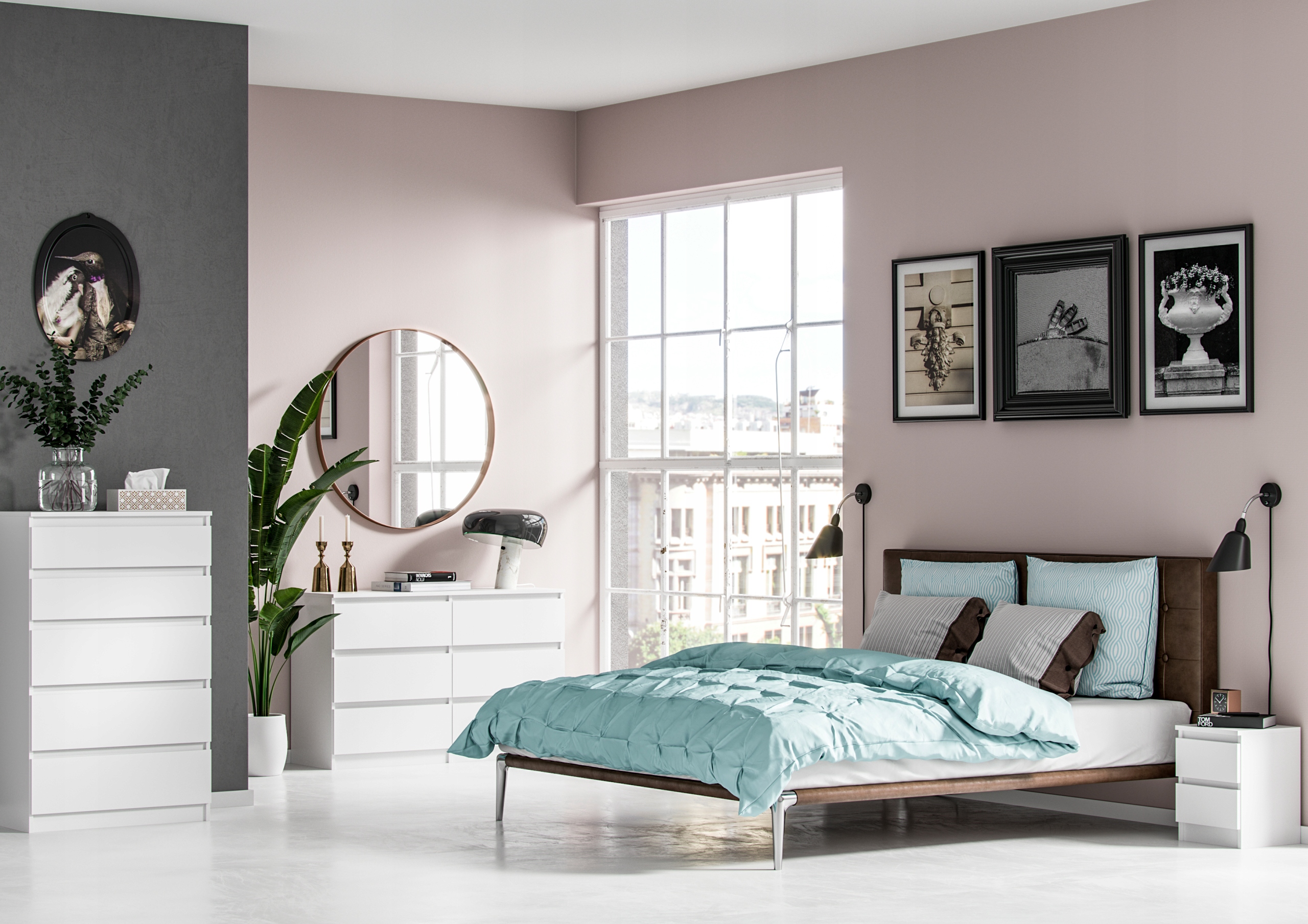 Komoda Szafka 5 Szuflad Do Sypialni Pari 70 x 40 x 112 CM Biały Mat