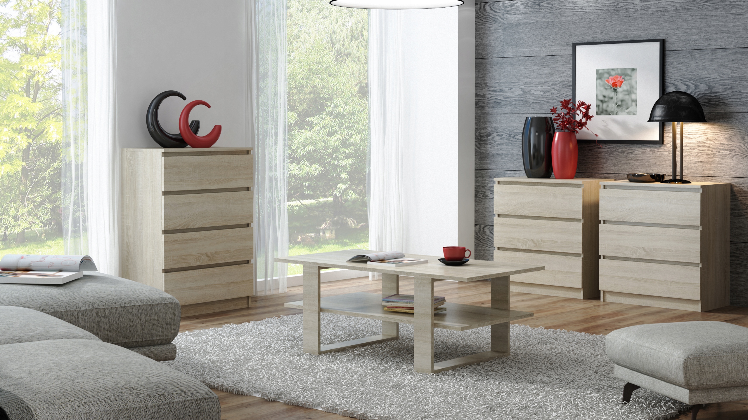 Komoda Szafka Do Sypialni 70 x 40 x 97 CM Pari 4 Dąb Sonoma