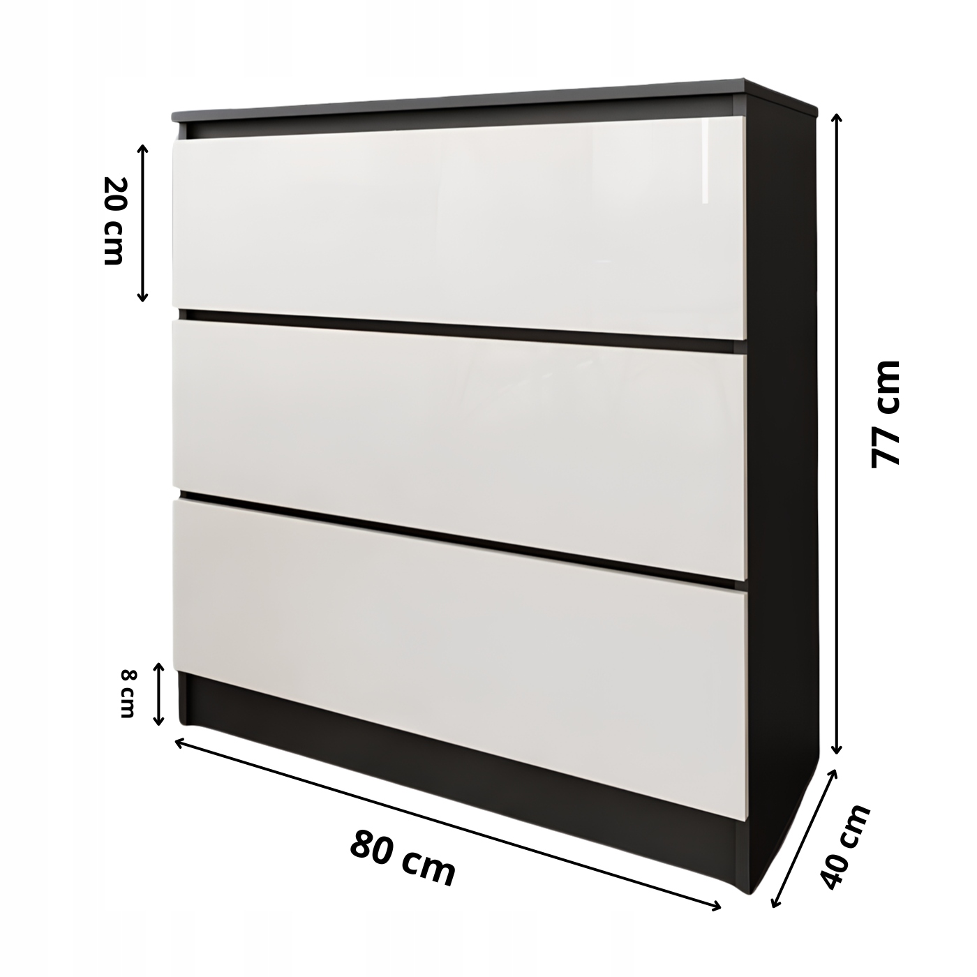 Komoda Zoe czarna wanilia połysk zdjęcie 2