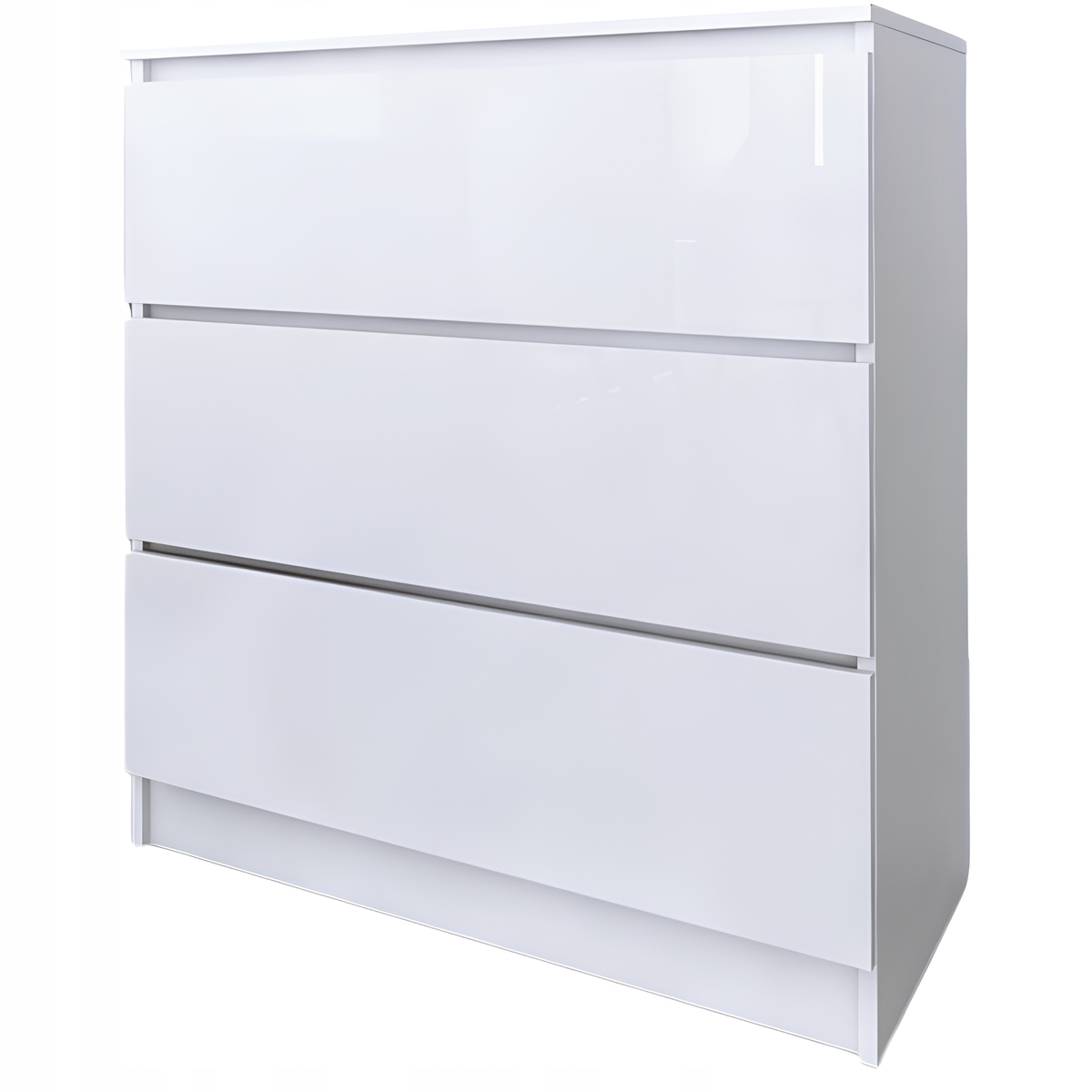 Komoda Do Salonu Sypialni 3 Szuflady 80 Zoe Biała Biały Połysk