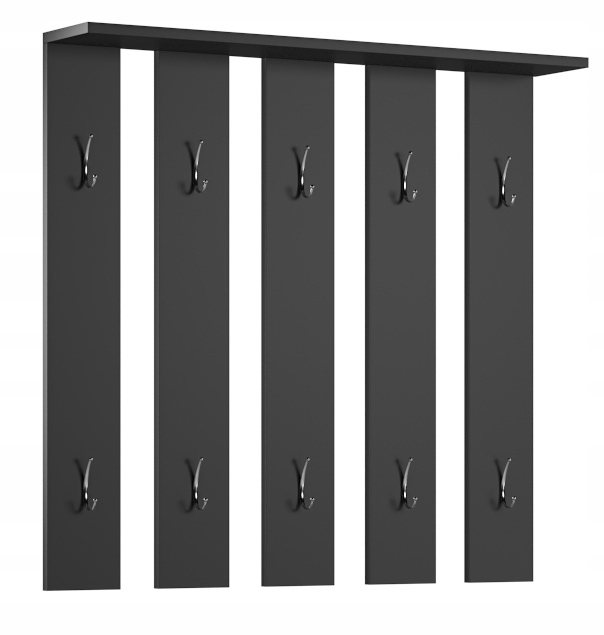 Wieszak Ścienny 10 Wieszaków Na Kurtki Ubrania Półka Stone Czarny
