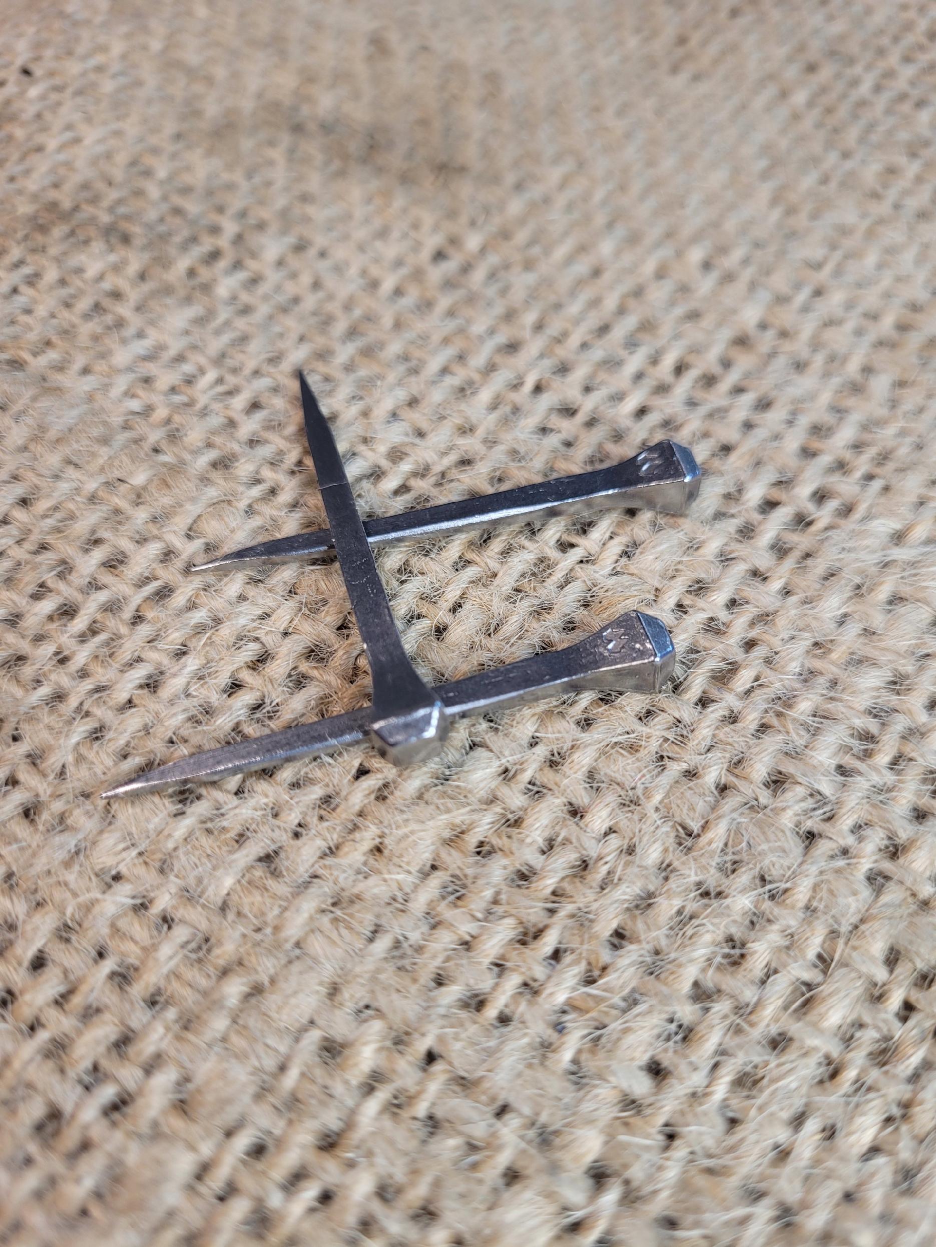 Kute gwoździe do wieszaków na klucze itp 10 sztuk mniejsze 41 mm surowe