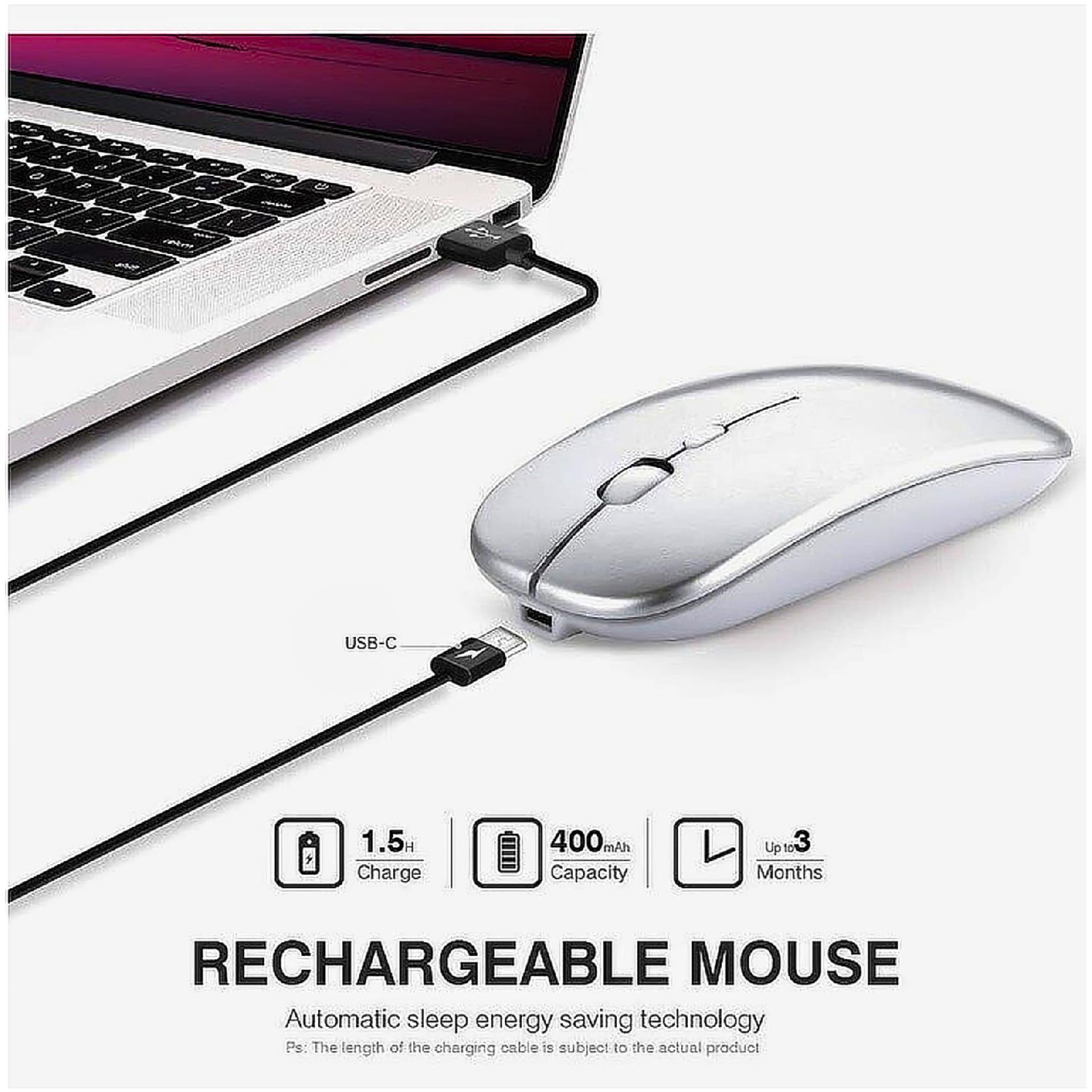 VU-TEK 199 Mouse Wireless Dual mode Bluetooth + WIFI Reincarcabil - Silver Luminous 11 Mouse Wireless Dual mode