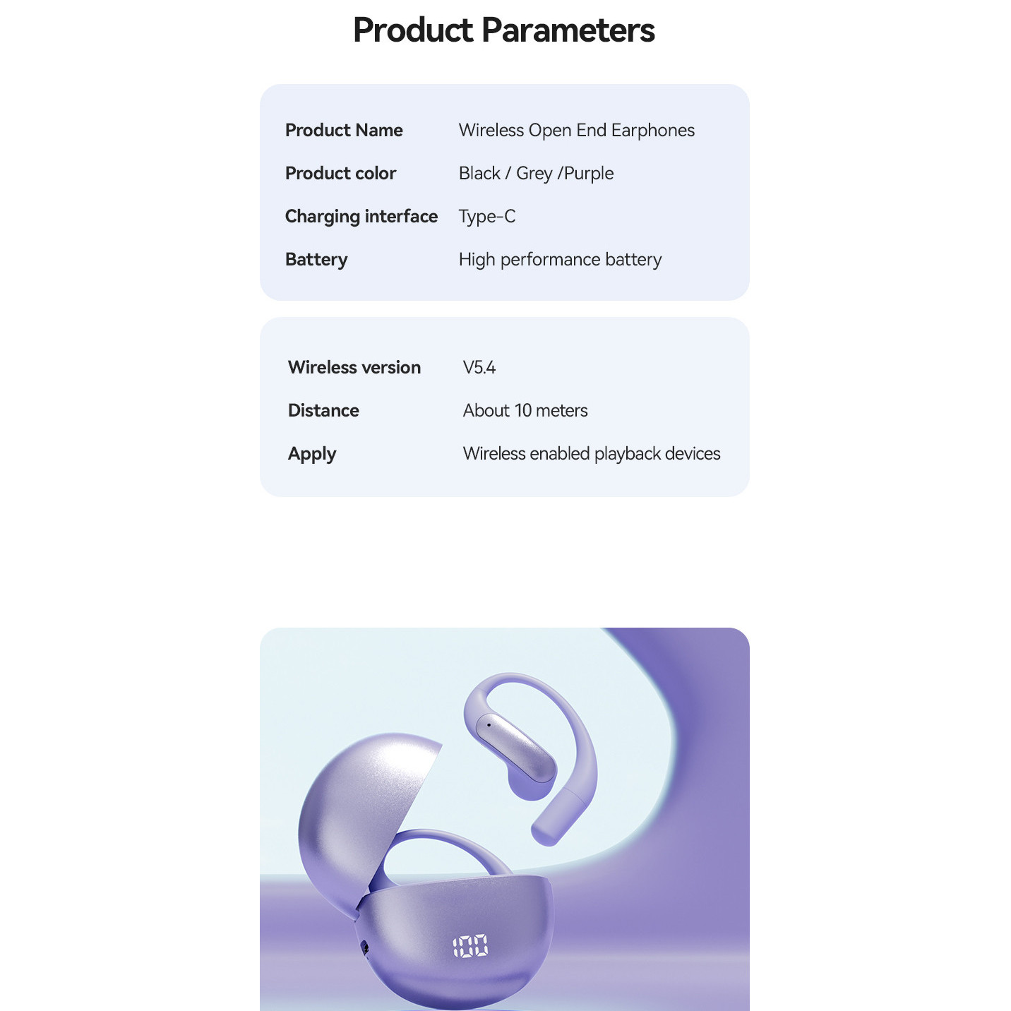 Casti Wireless VU-TEK M118, Bluetooth 5.4, Sport, AI Translation, Autonomie 60h, Microfon HD, Noise Cancelling, Sunet 3D, Violet 20 Casti Wireless Sport