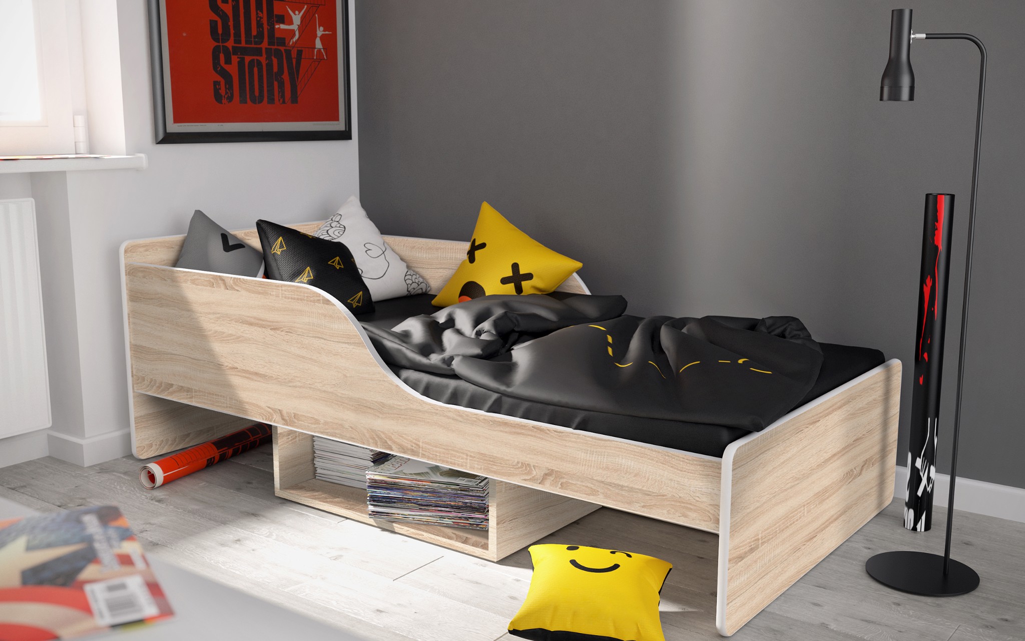 Łóżko Smile 160x70 Sonoma - widok 1