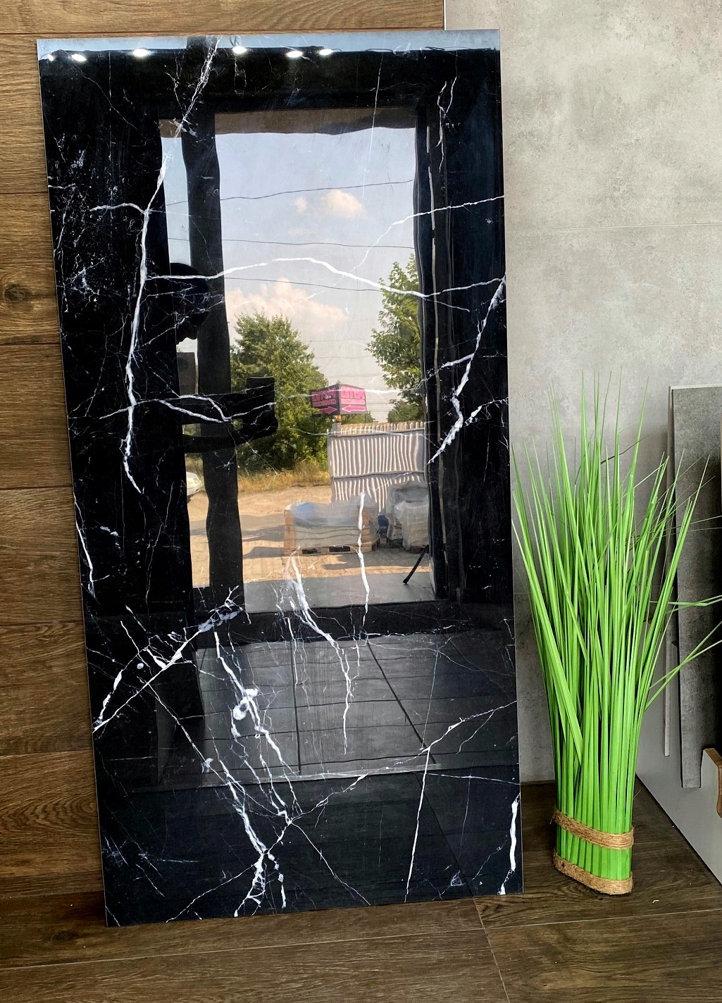 CZARNY GRES ze srebrną żyłą 120X60 Czarny Marmur Wysoki Połysk - SUPER CENA