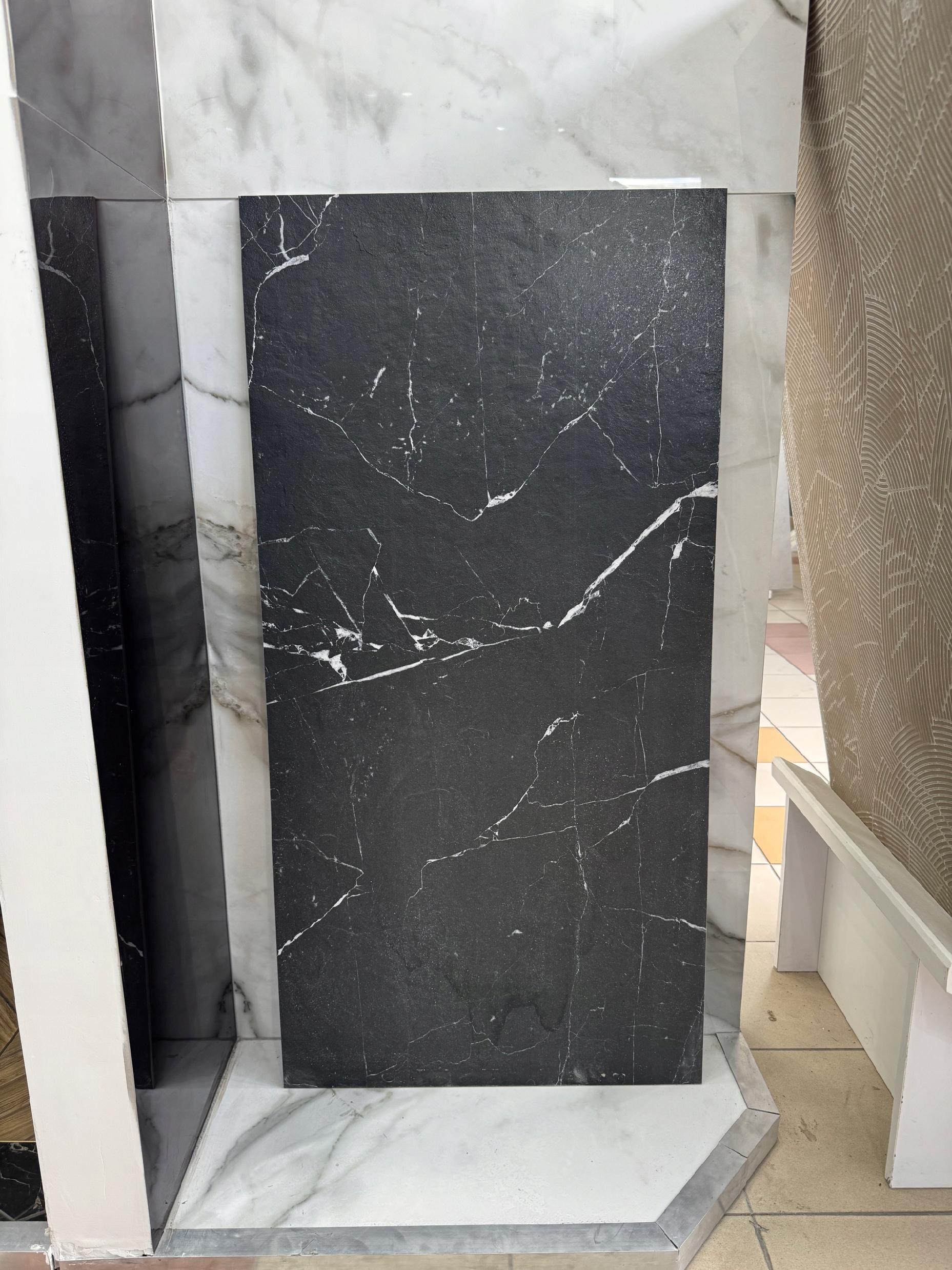 Czarny Kamień 120X60 Gres STRUKTURA Marmur ŻYŁKI