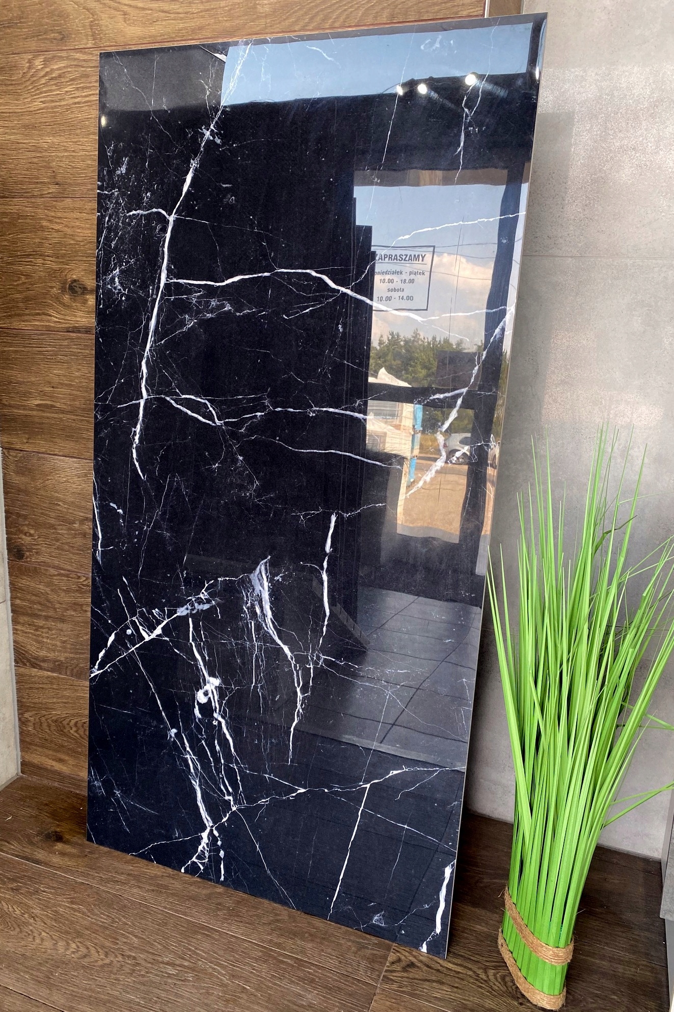 CZARNY GRES ze srebrną żyłą 120X60 Czarny Marmur Wysoki Połysk - SUPER CENA