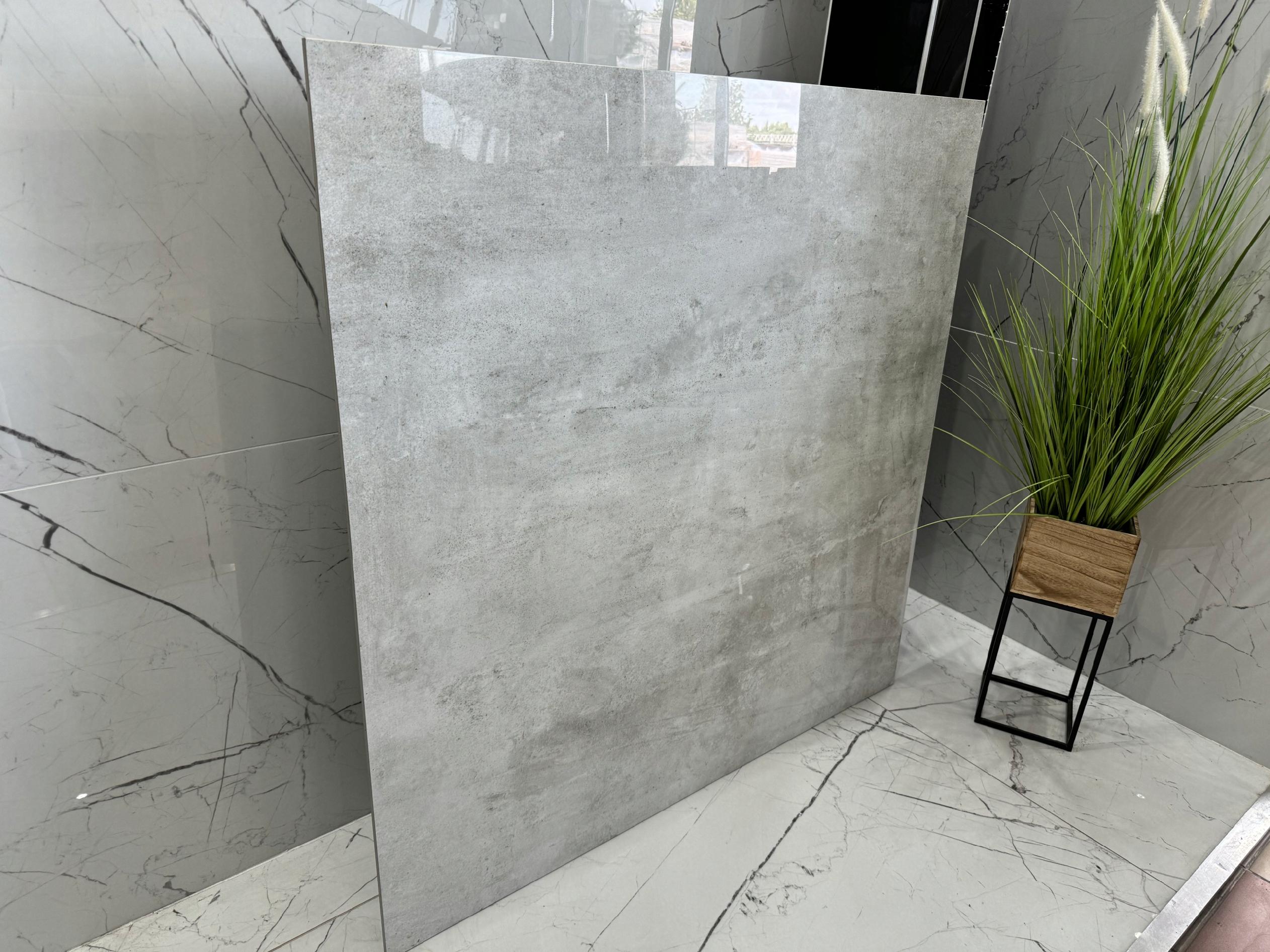 Płytka GRES beton jasny 120x120 POLEROWANY nowoczesny gres wielkoformatowy