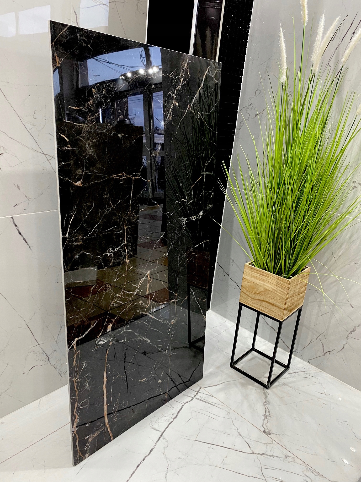 CZARNY GRES POLER 120X60 ze złotą nitką Wysoki POŁYSK - SUPER CENA!!!